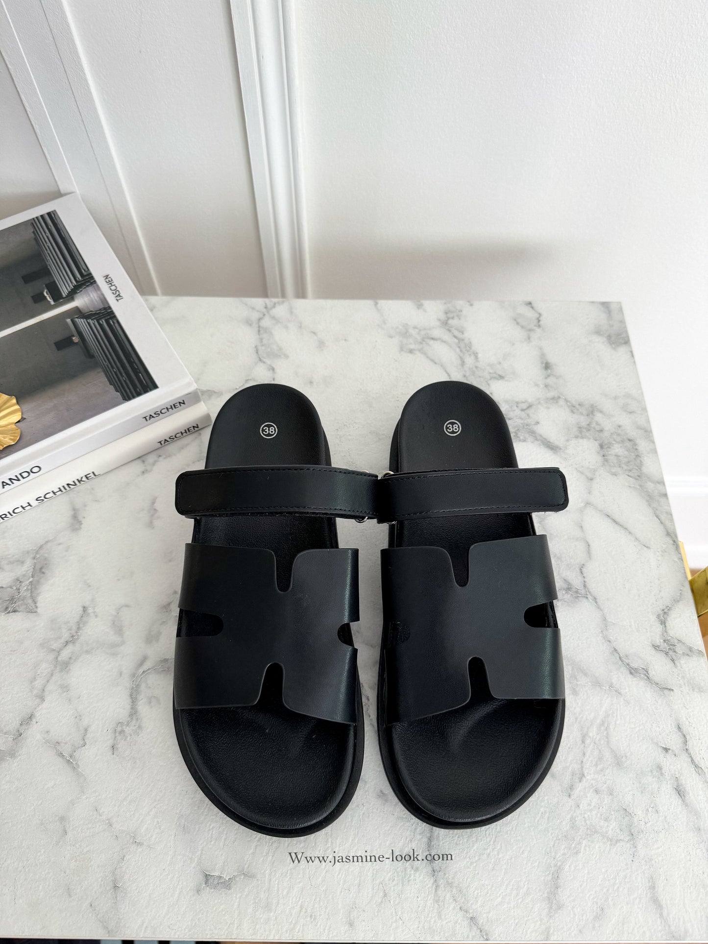 Black H Sandals