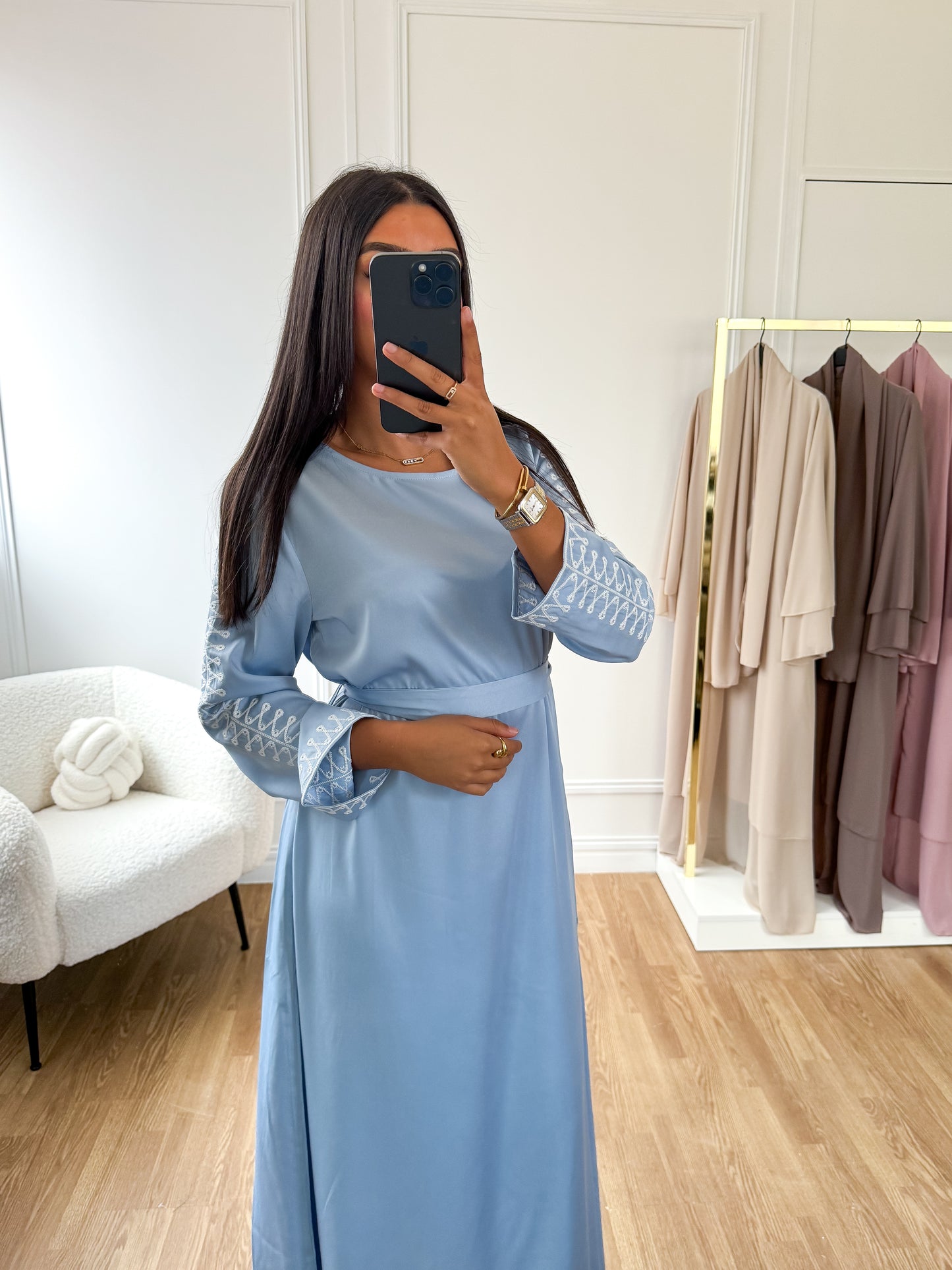 Sky blue Marrakech satin dress