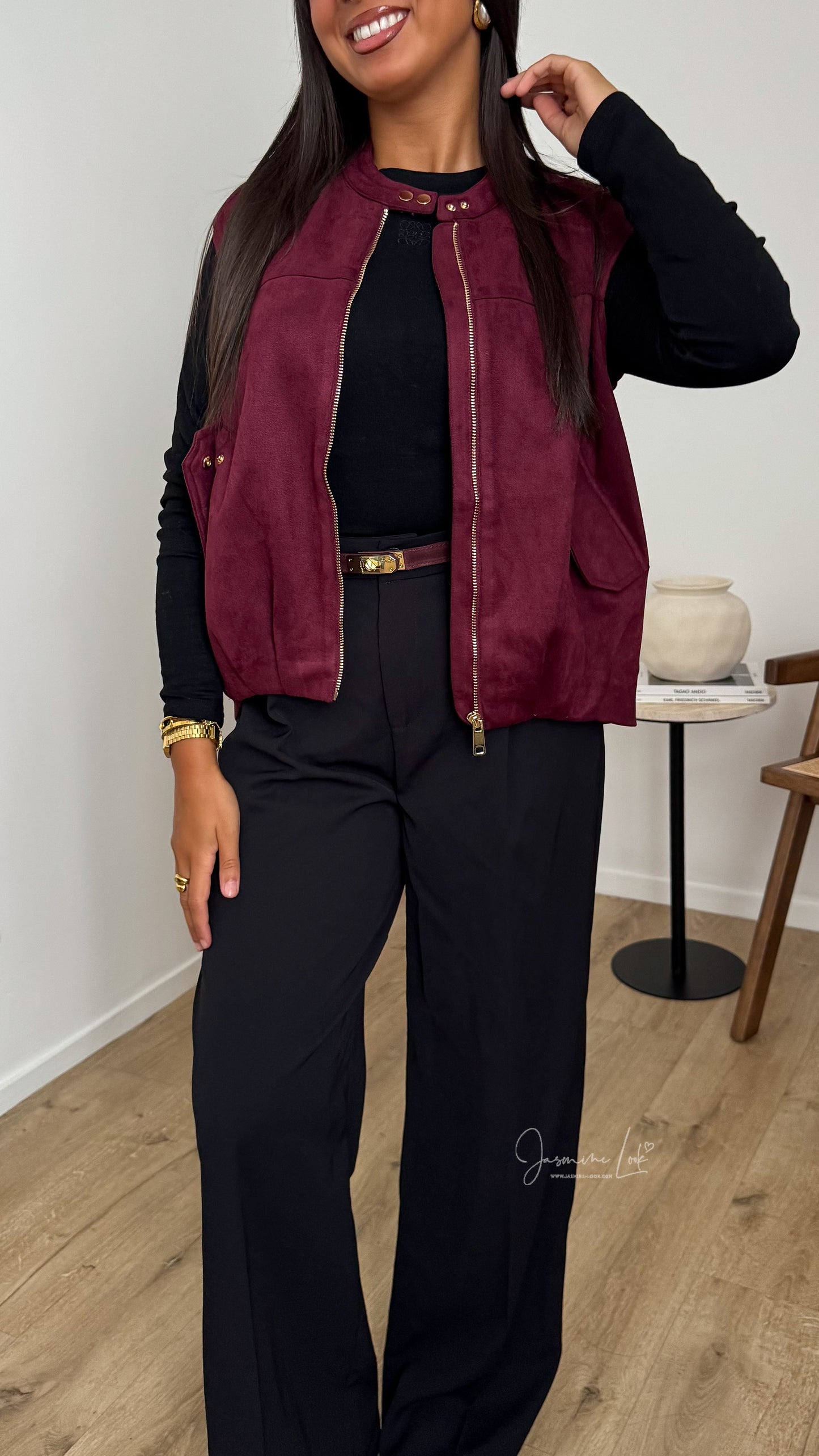 Veste Suède Bordeaux