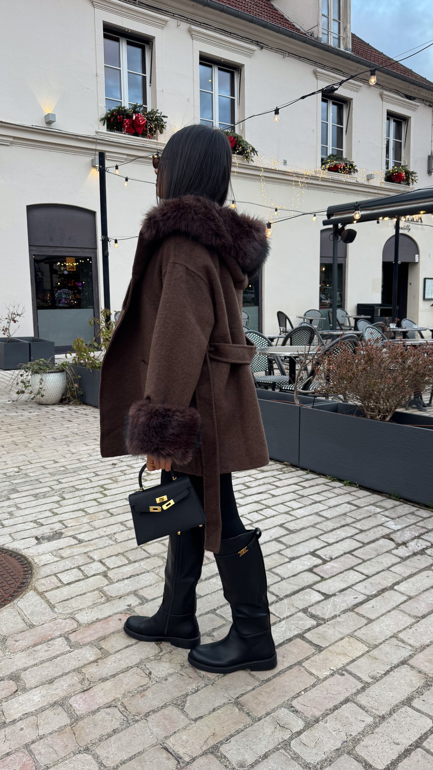 Manteau laine Fur | Marron