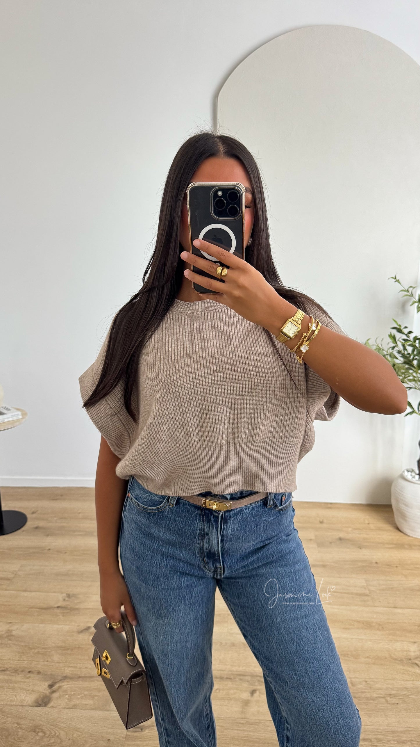 Pull crop taupe