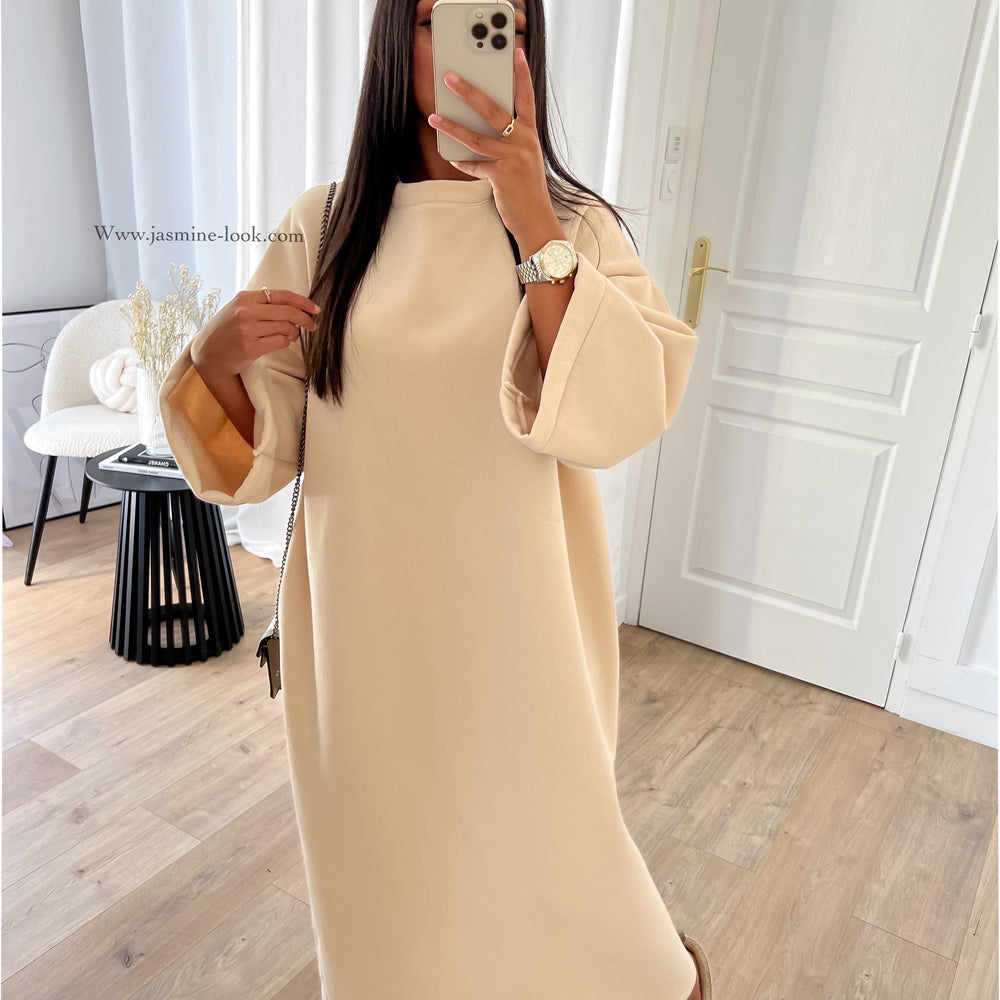 Modest beige fleece dress