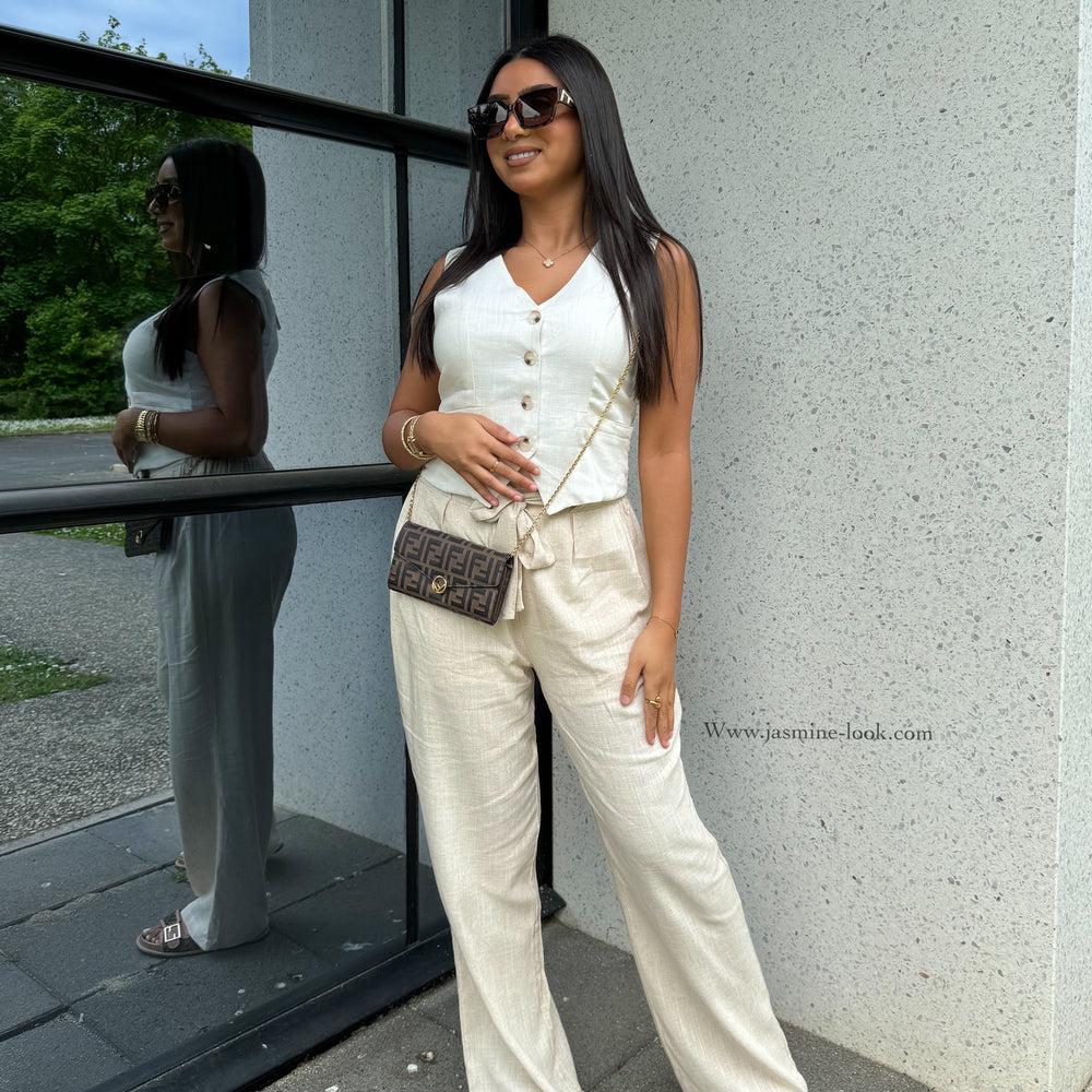 Beige linen pants