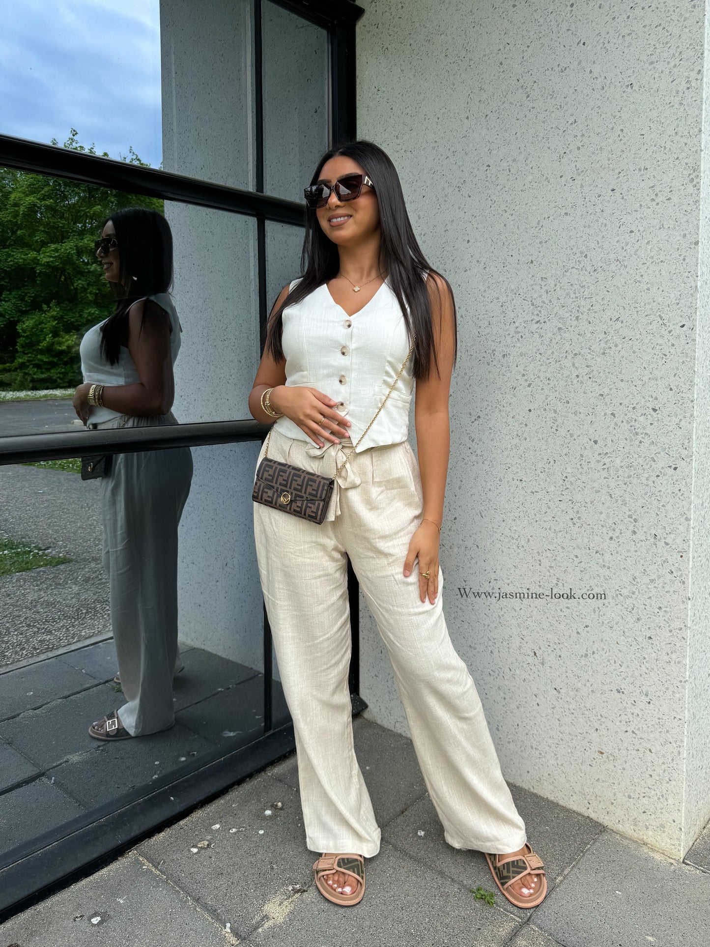 Beige linen pants