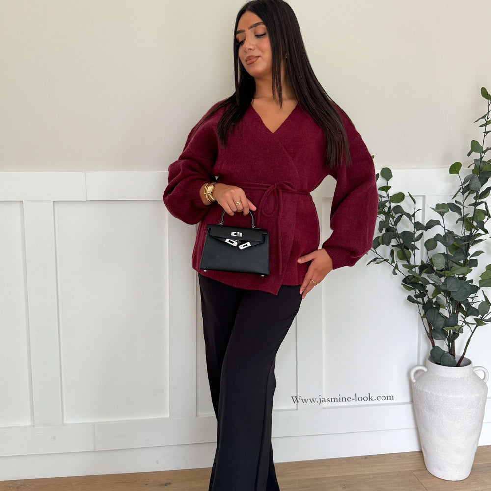 Burgundy wrap cardigan