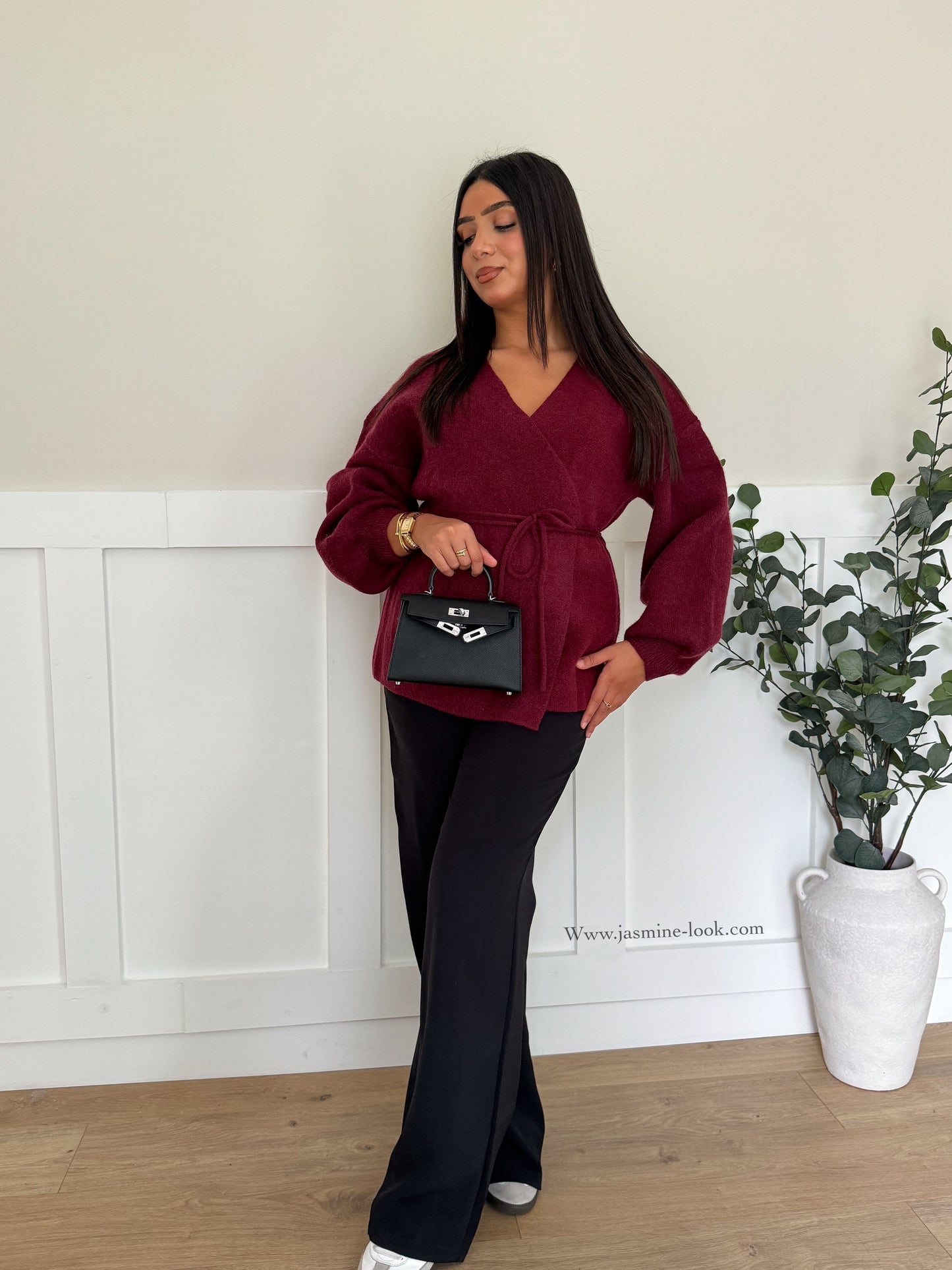 Burgundy wrap cardigan