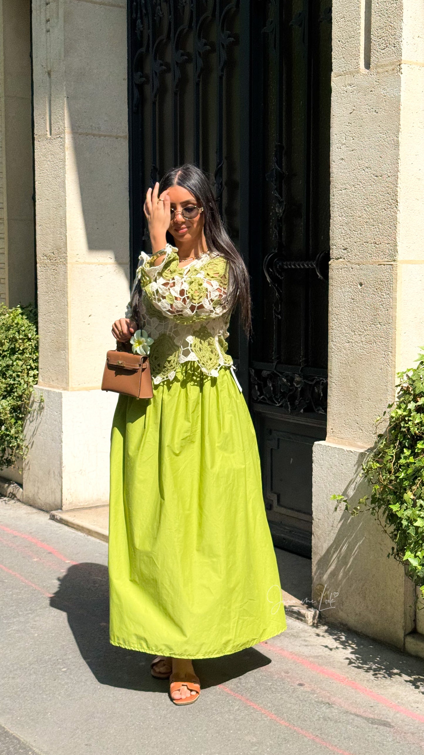 Jupe popeline vert olive