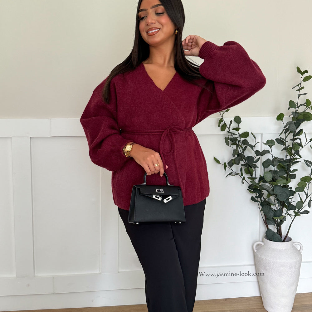 Burgundy wrap cardigan