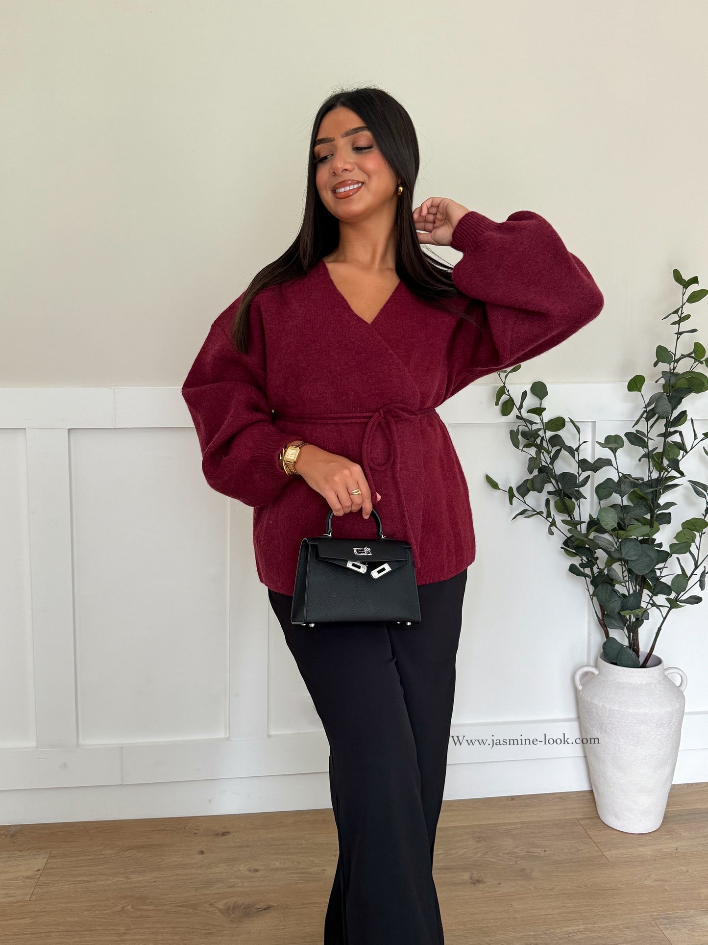 Burgundy wrap cardigan