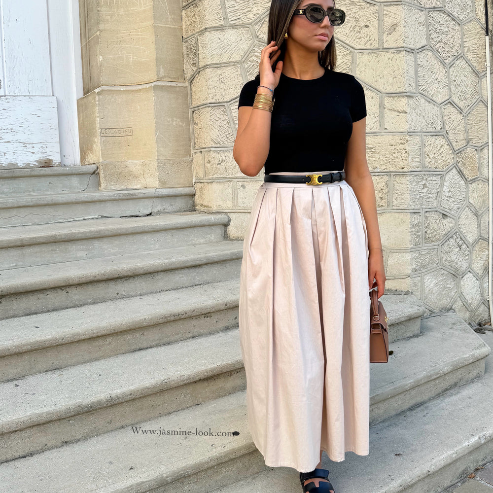 Beige Agate Pleated Skirt