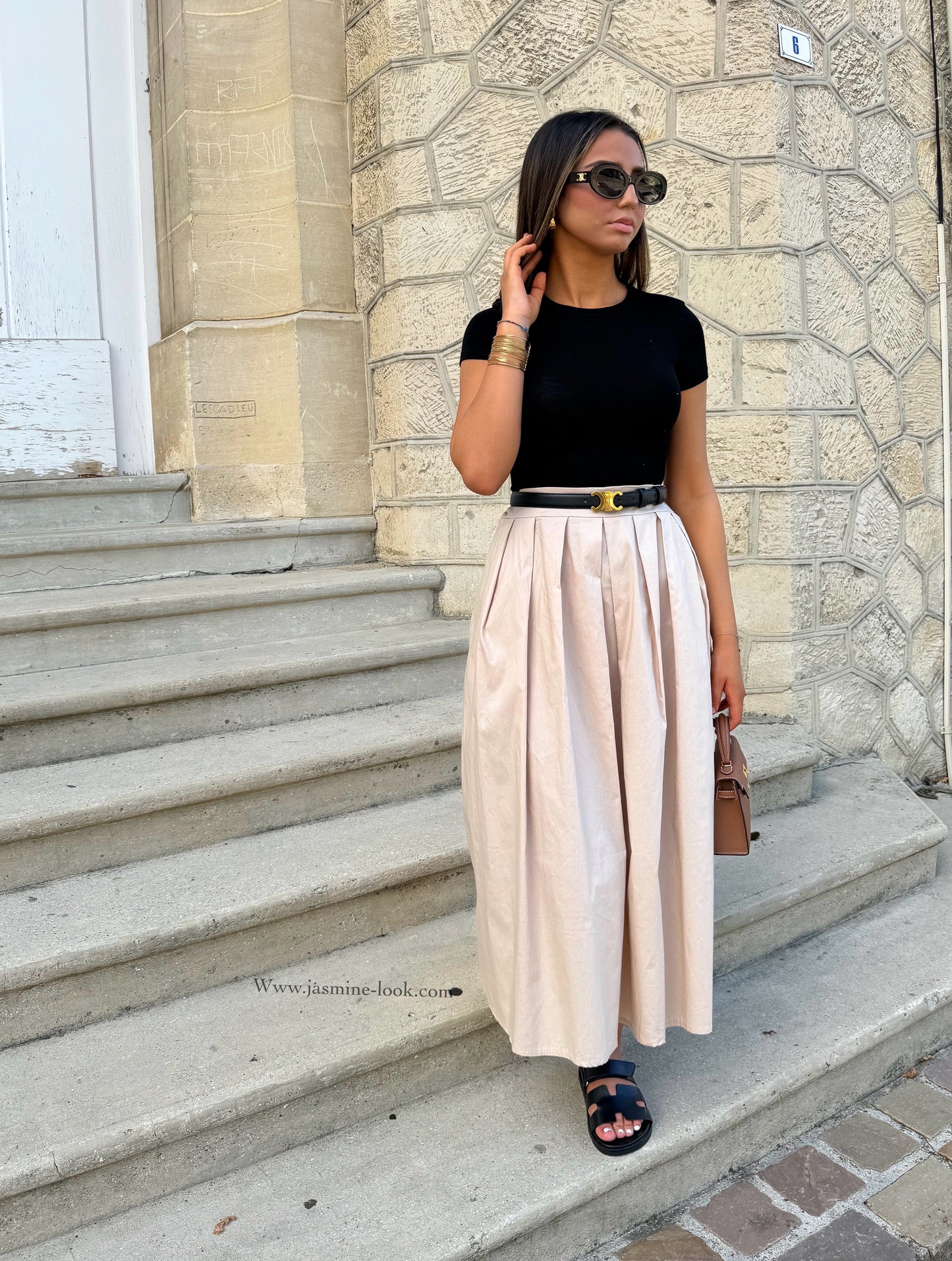 Beige Agate Pleated Skirt