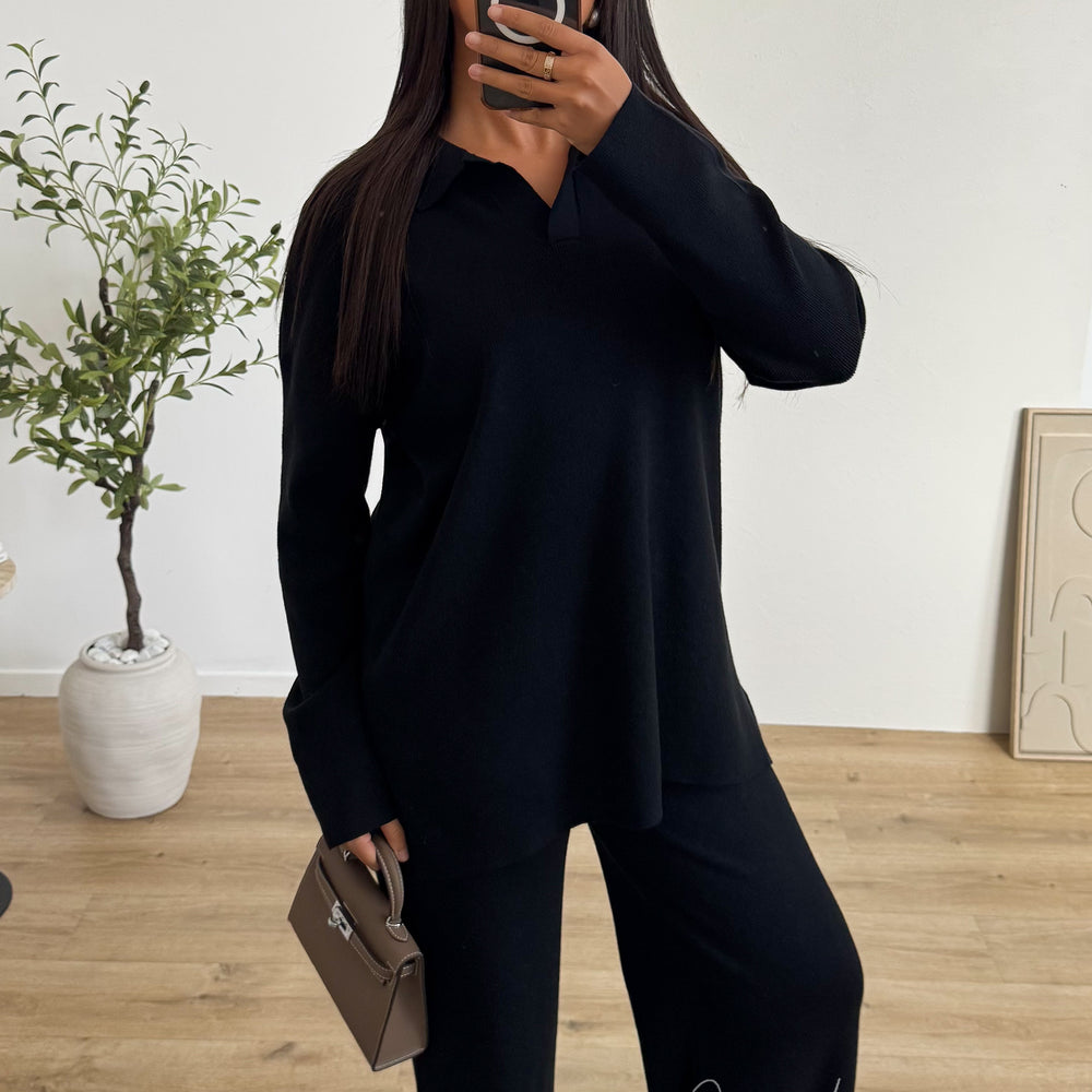 Ensemble maille polo noir