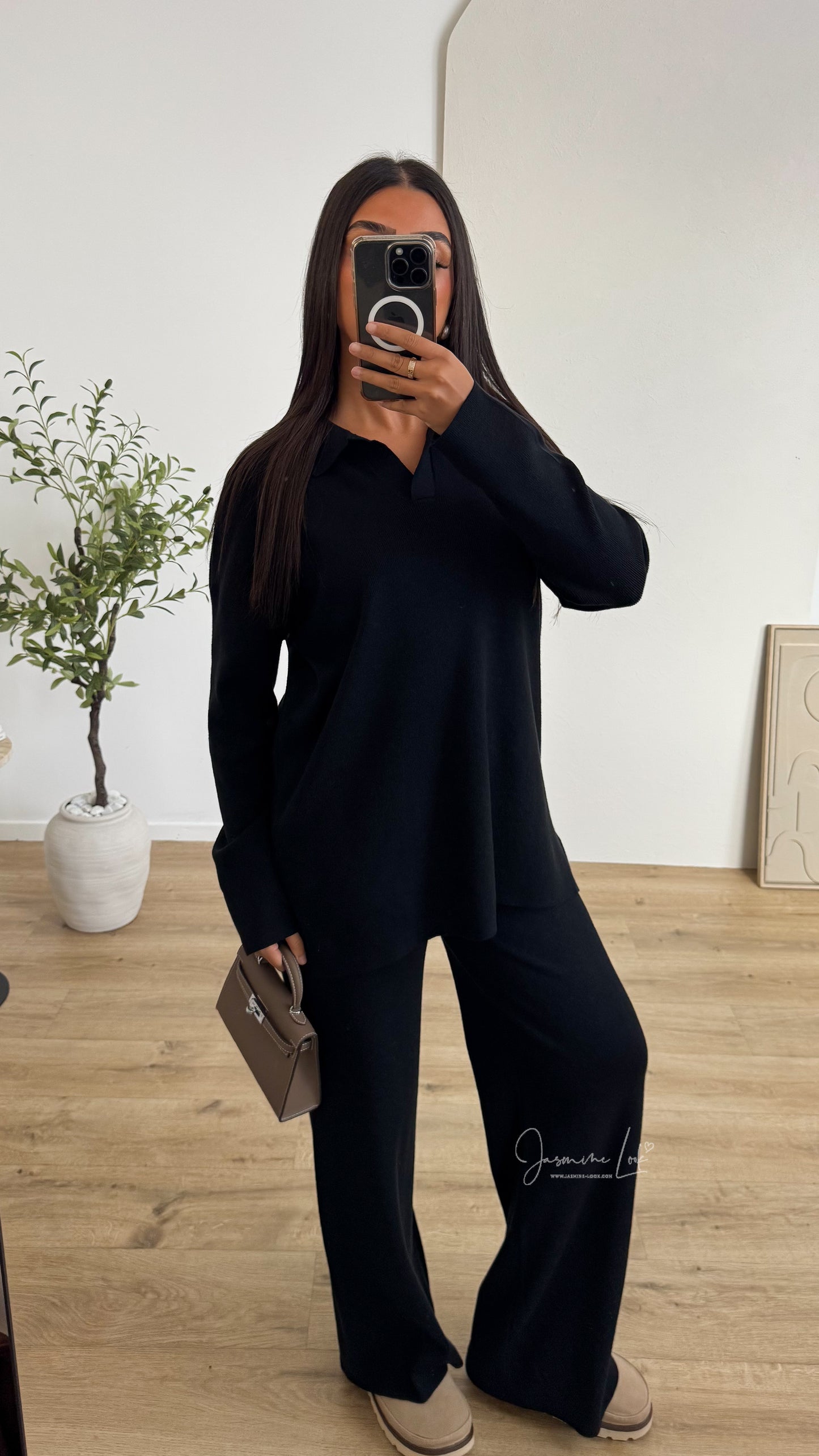 Ensemble maille polo noir