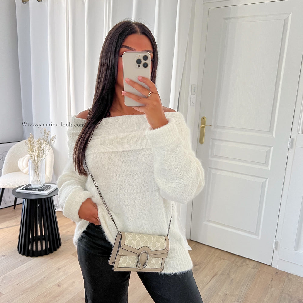 White Premium Bardot Sweater