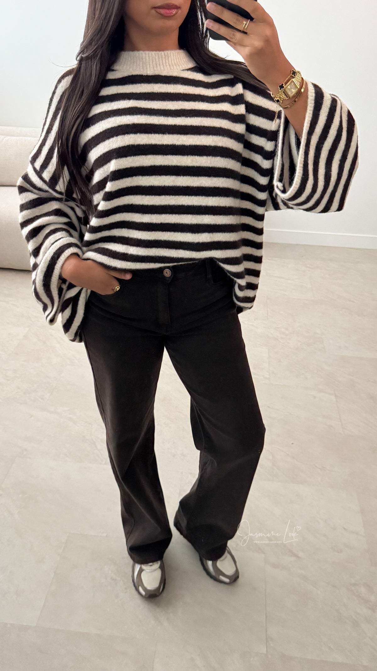 Pull Stripe | Marron crème