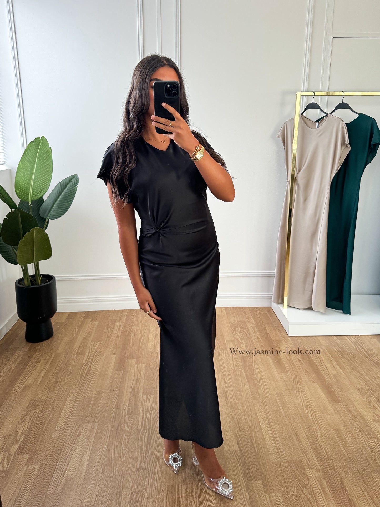 Black Satin Z Dress