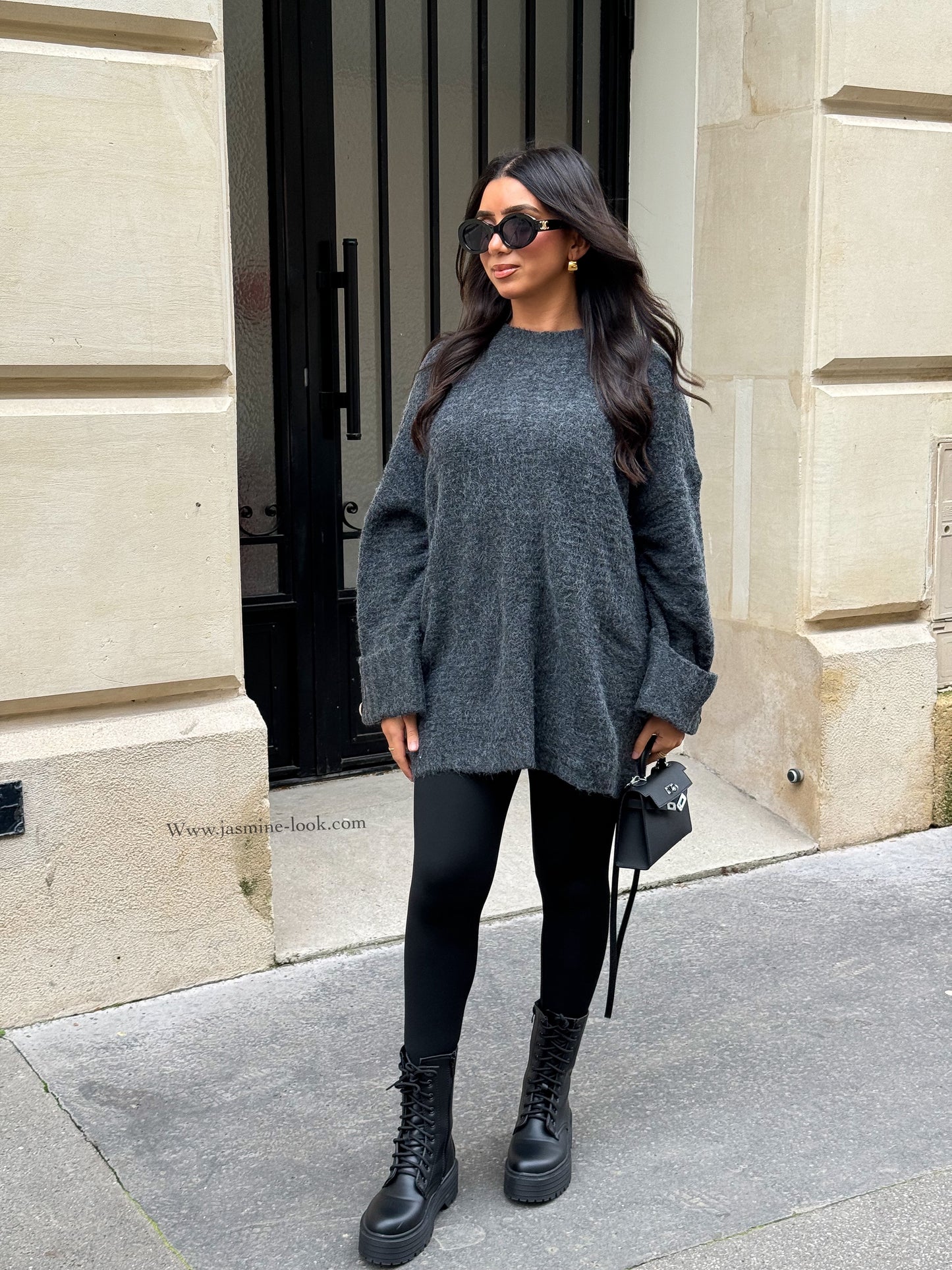 Jewel Black Grey Sweater