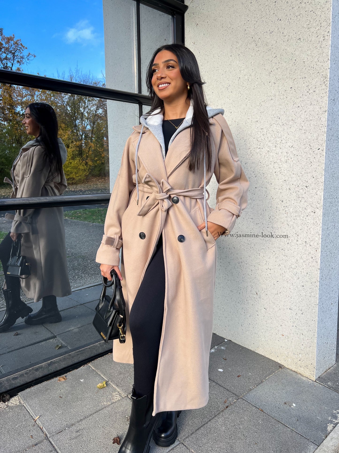 Taupe trench coat