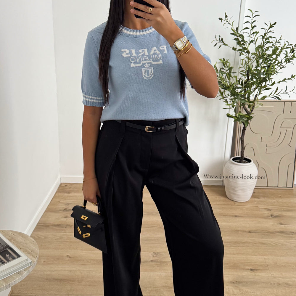 Pull Paris bleu ciel