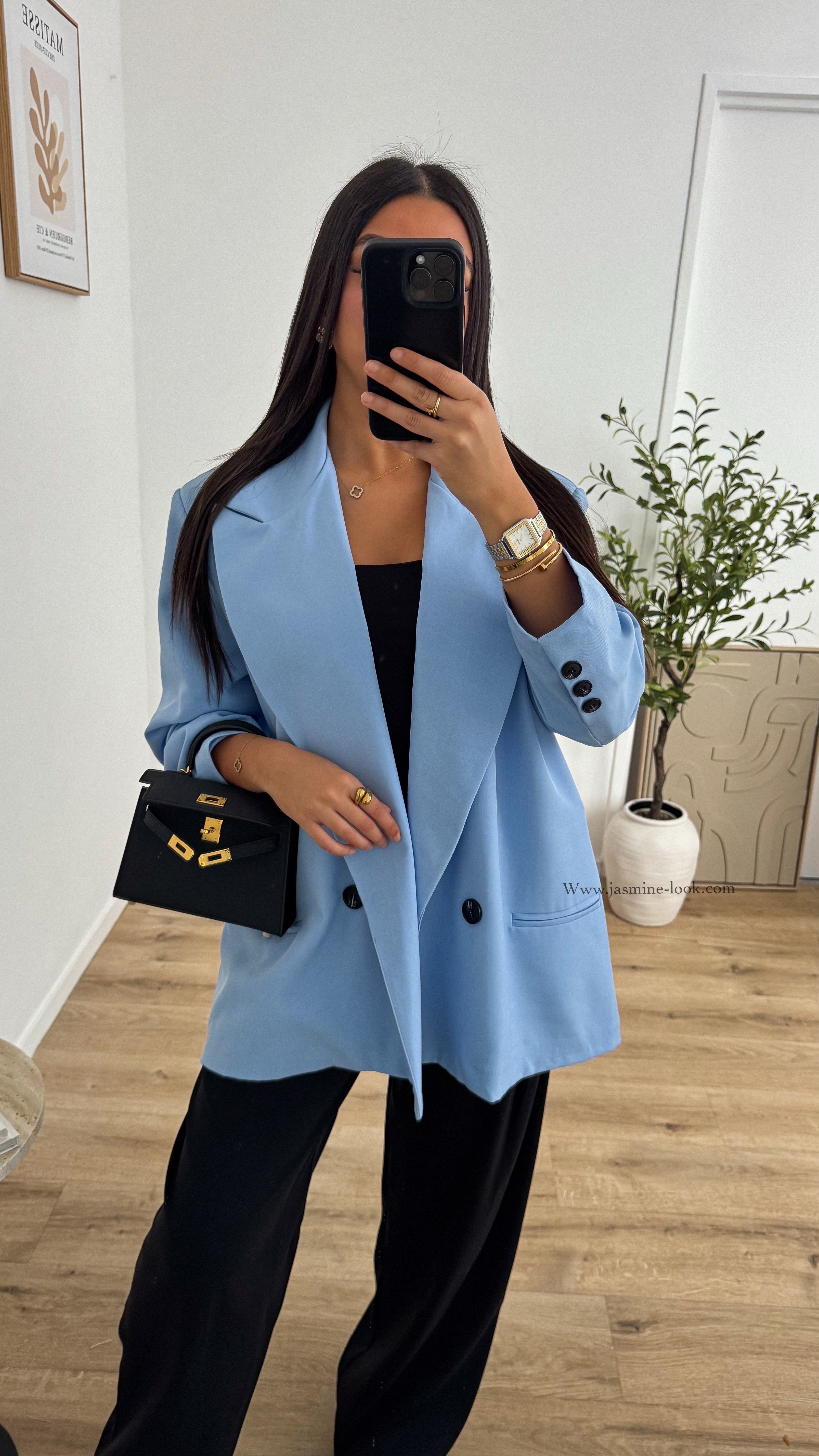 Blazer oversize bleu ciel – jasminelook