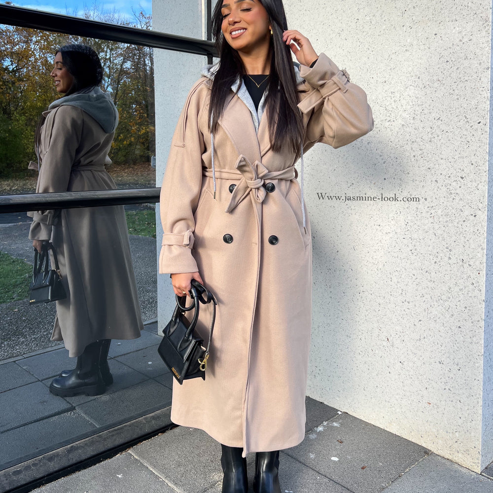 Taupe trench coat