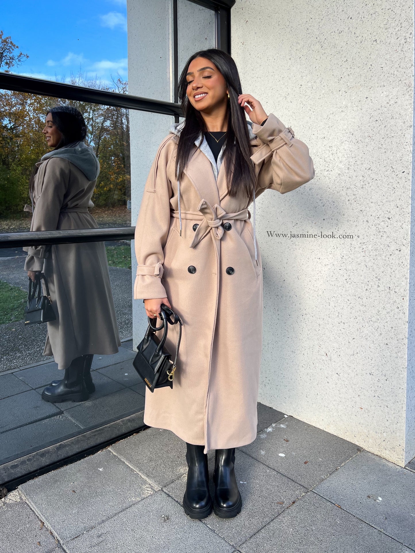 Taupe trench coat