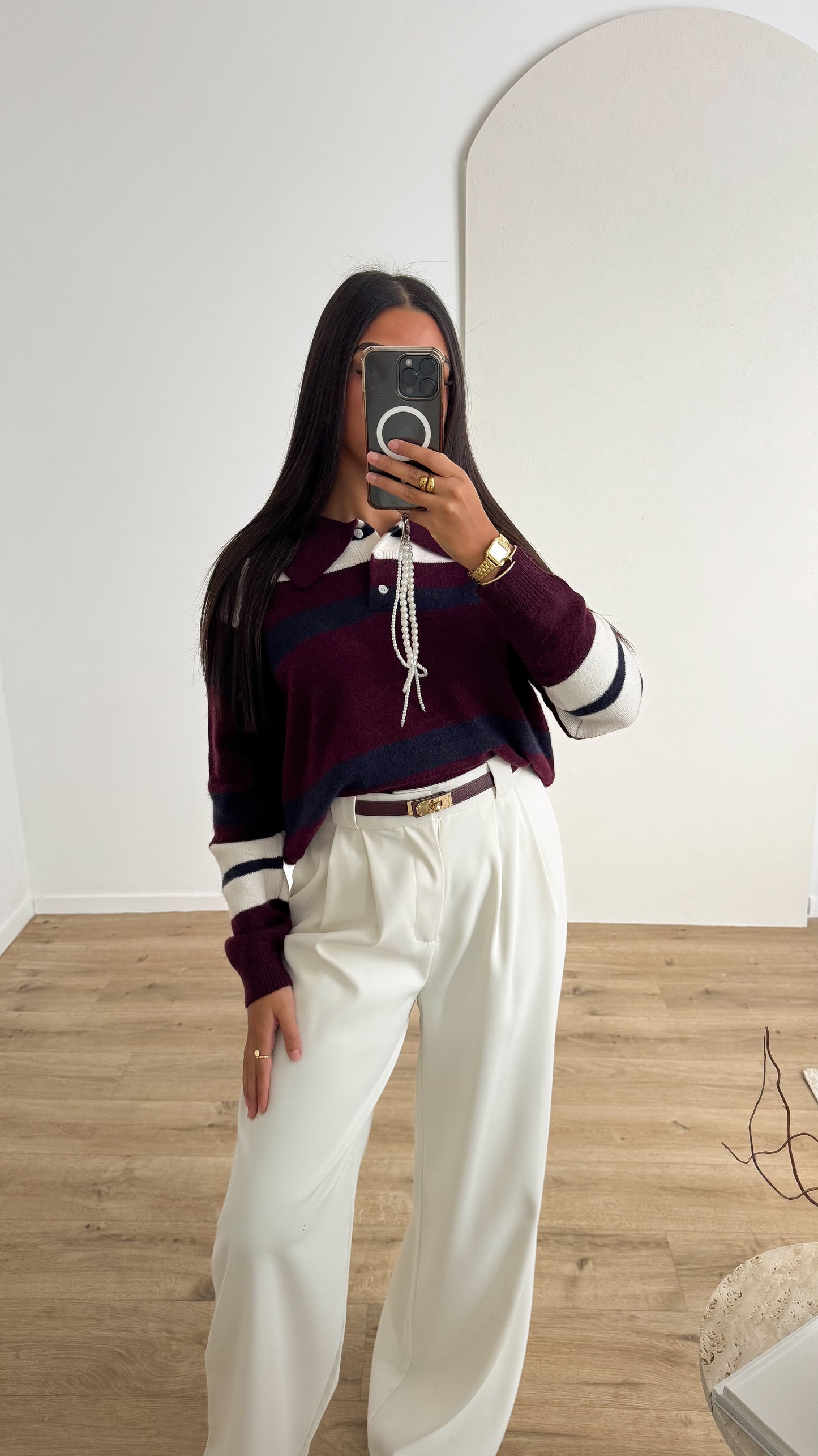 Pull polo Bordeaux