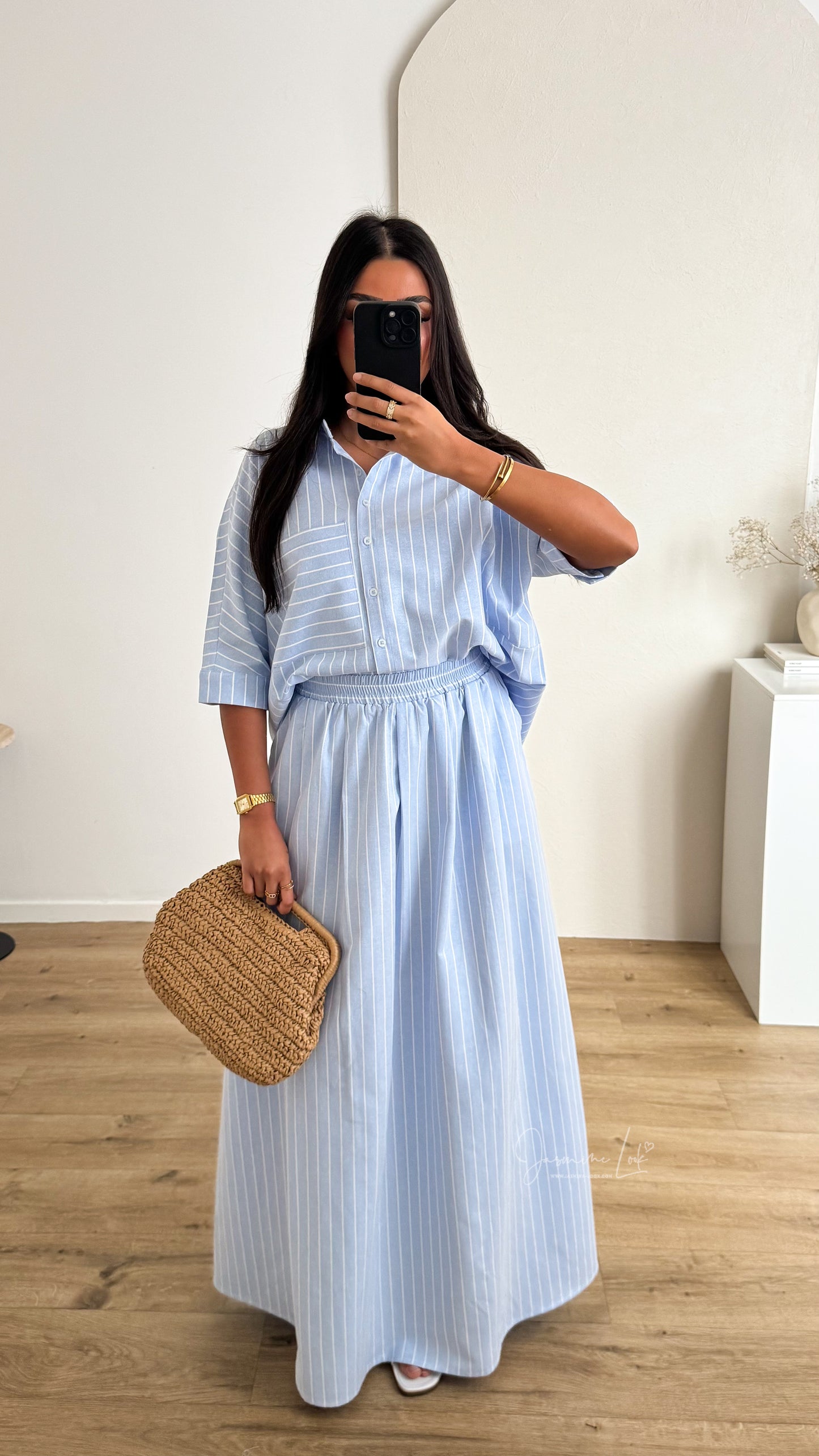 Jupe ILANA | bleu ciel rayé
