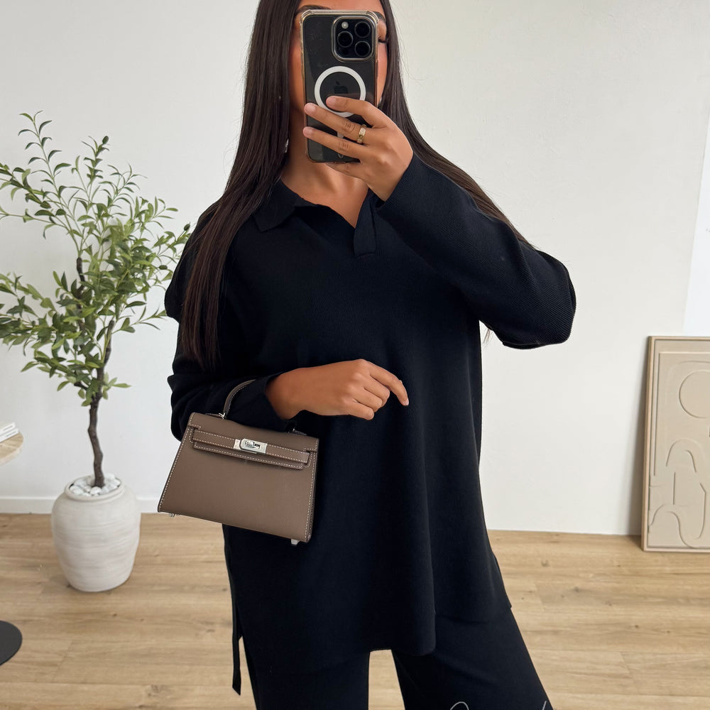 Ensemble maille polo noir