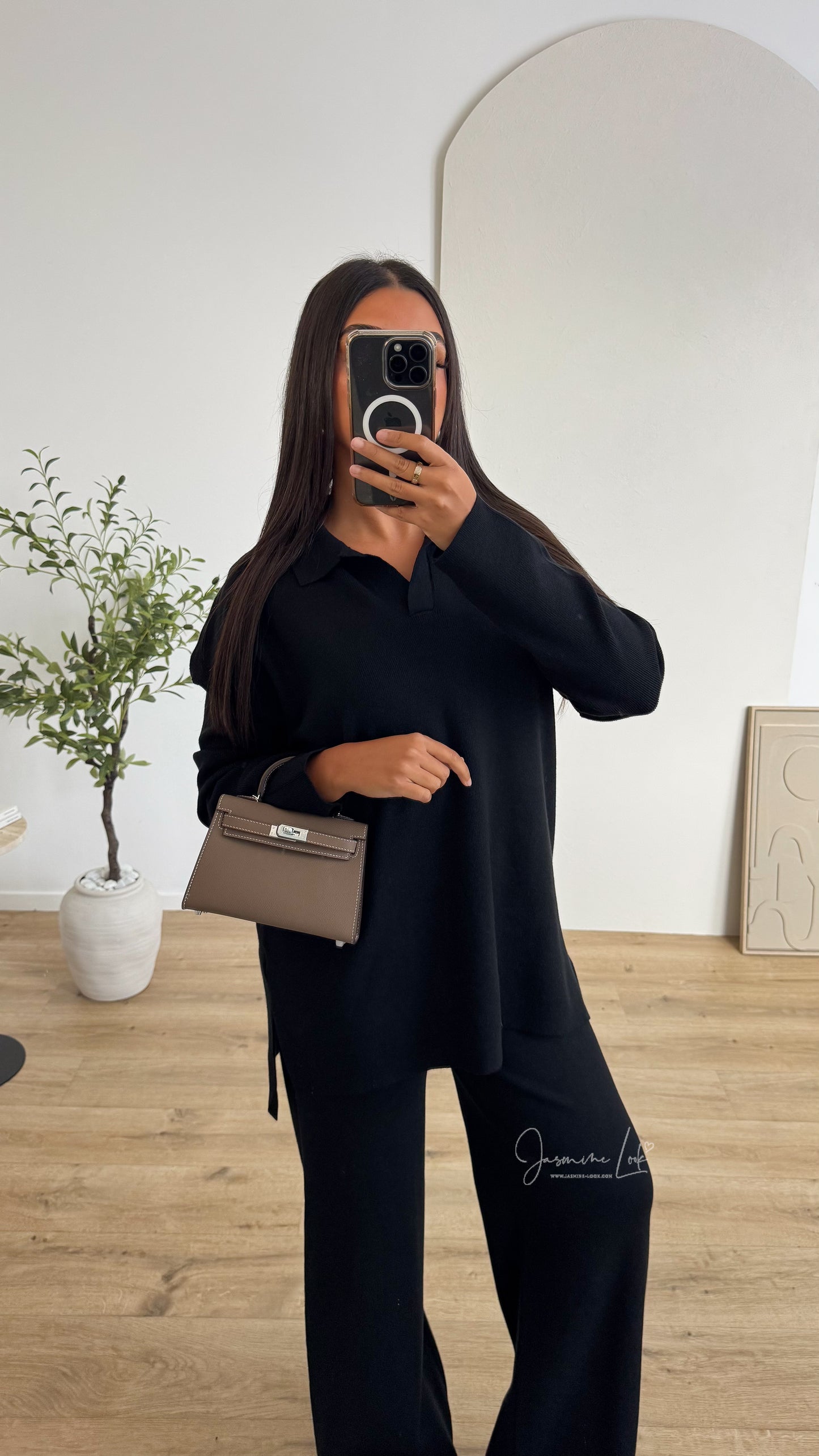 Ensemble maille polo noir