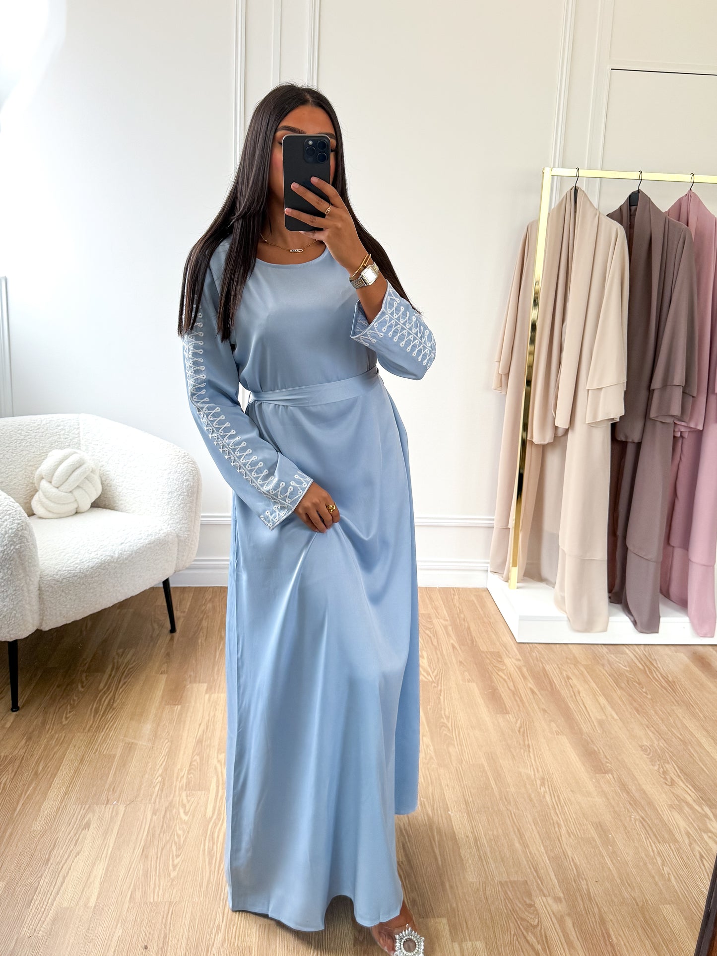 Sky blue Marrakech satin dress