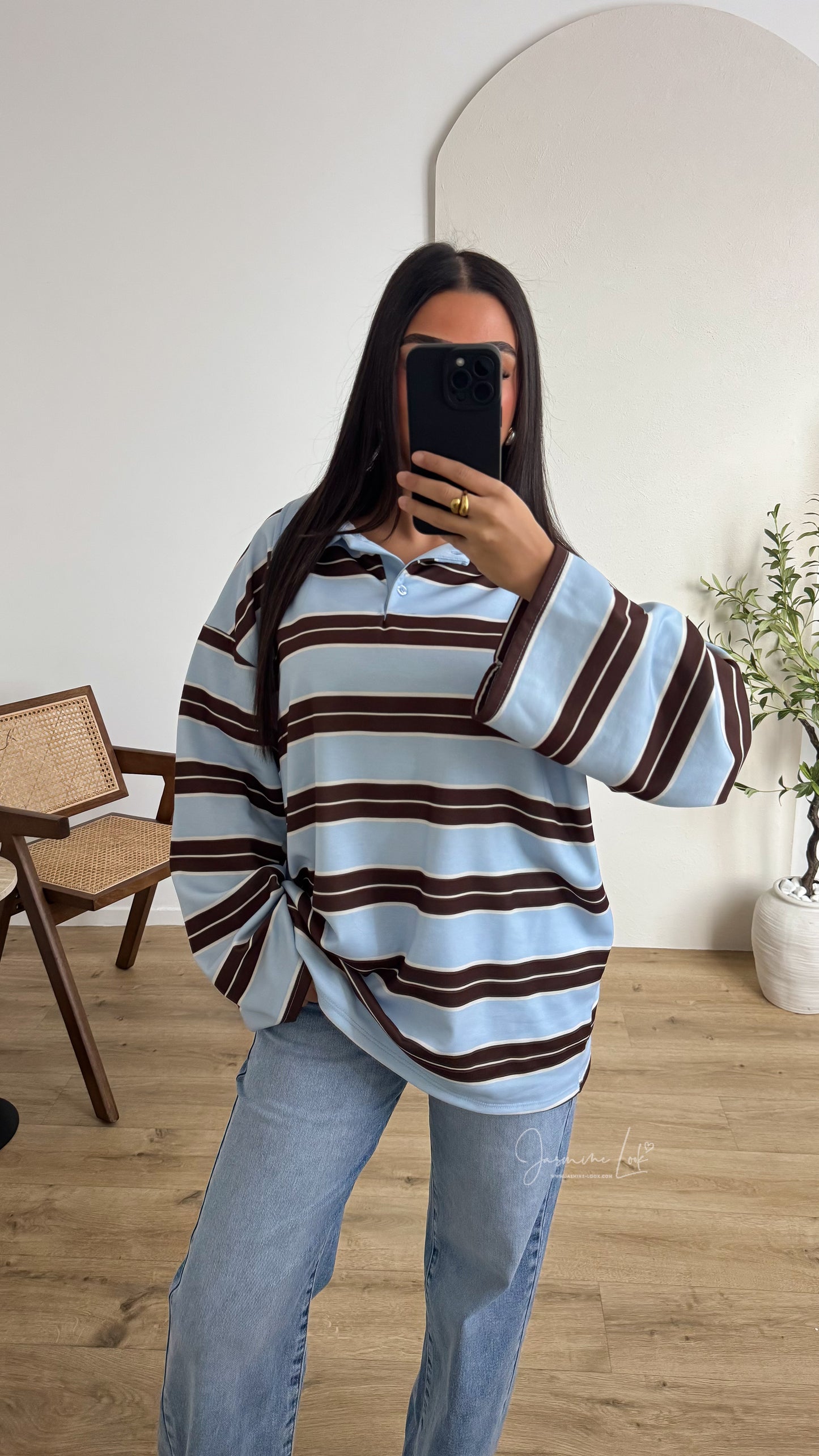 Polo Rayé polaire | Bleu ciel