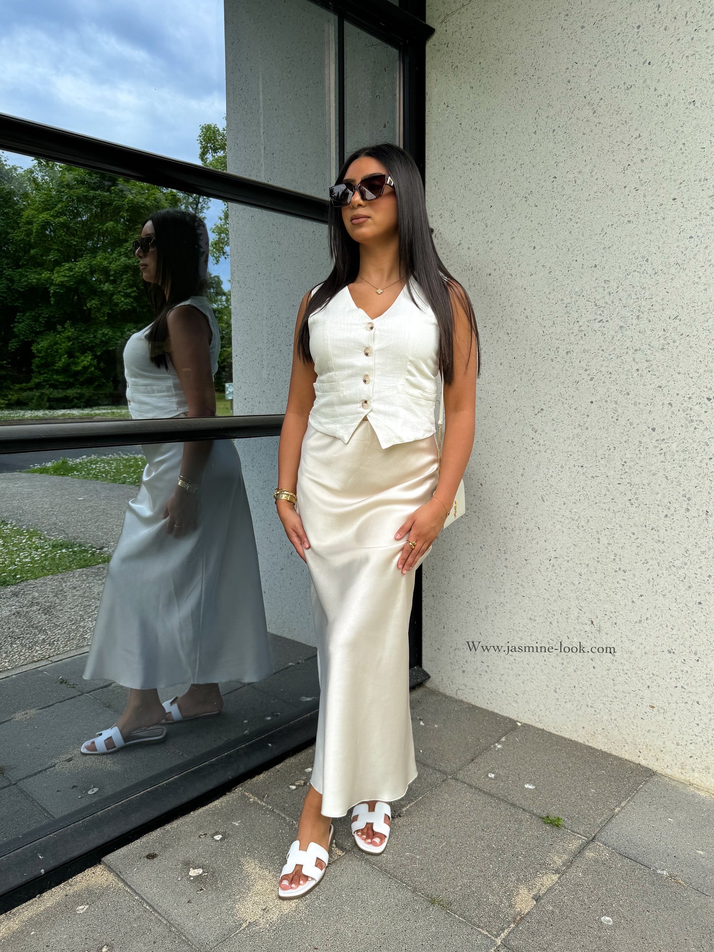 Jupe satin crème - Main Image