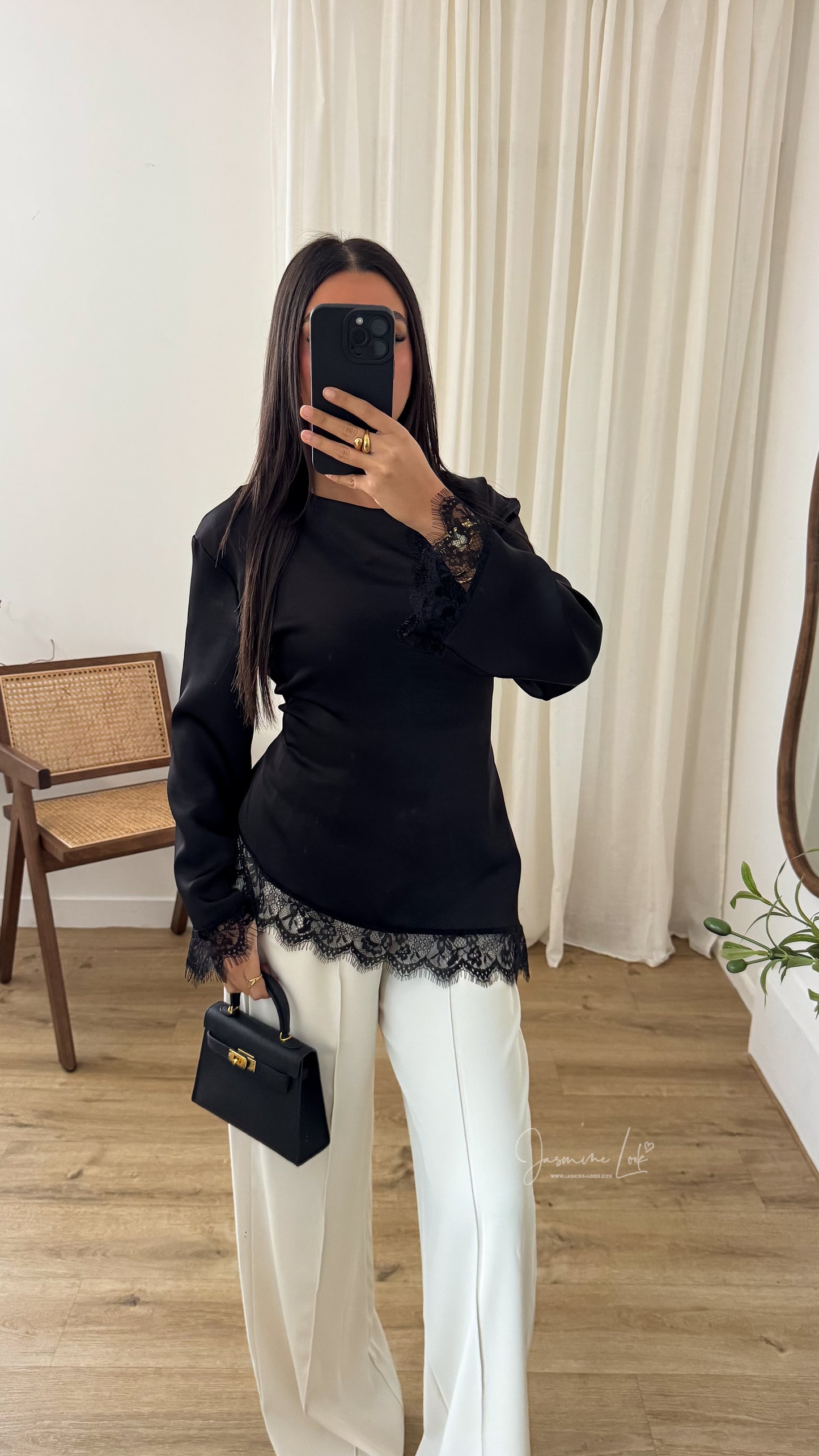 Blouse Satin Lacy | 2 coloris