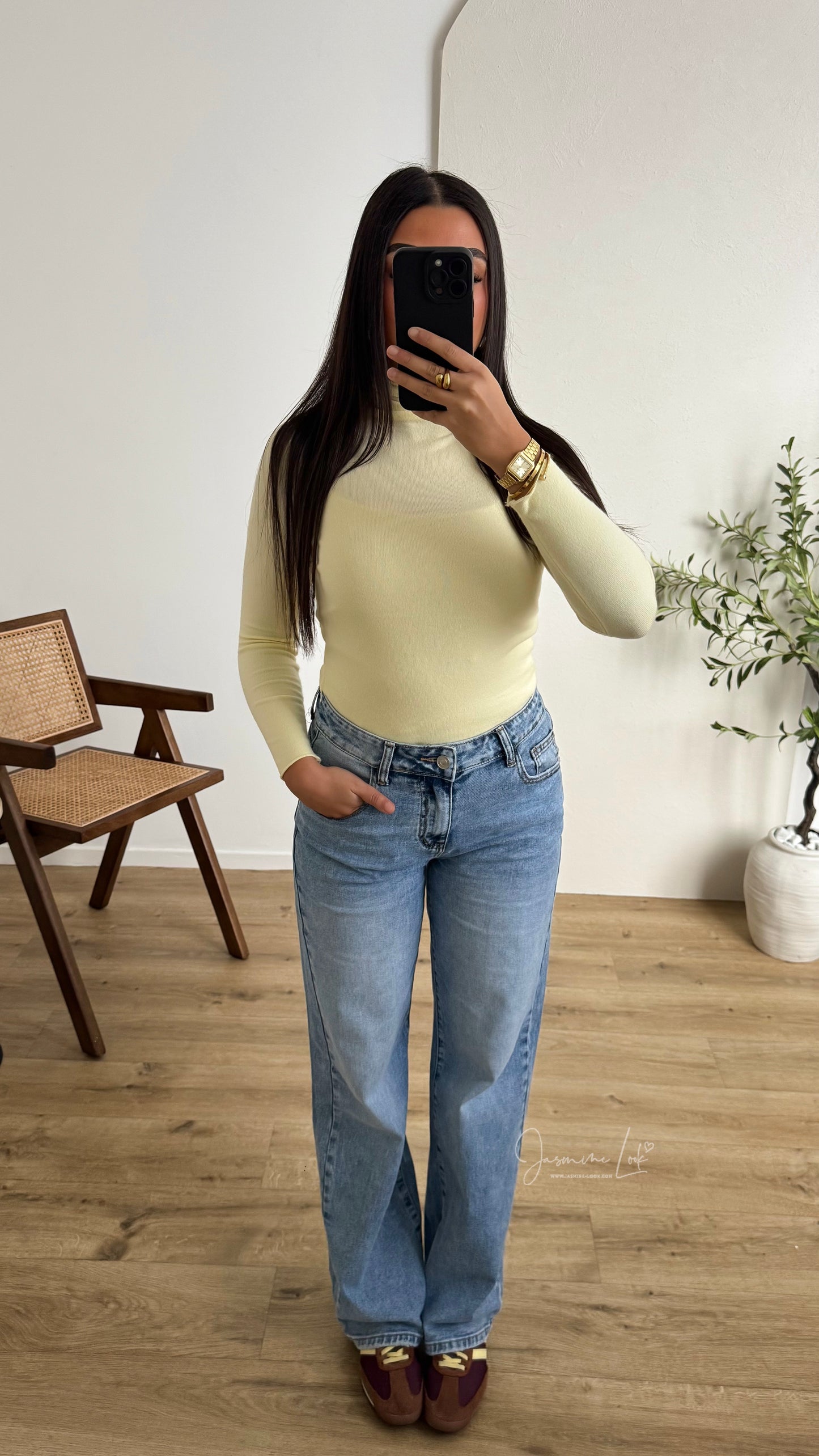 Top col  roulé | Jaune