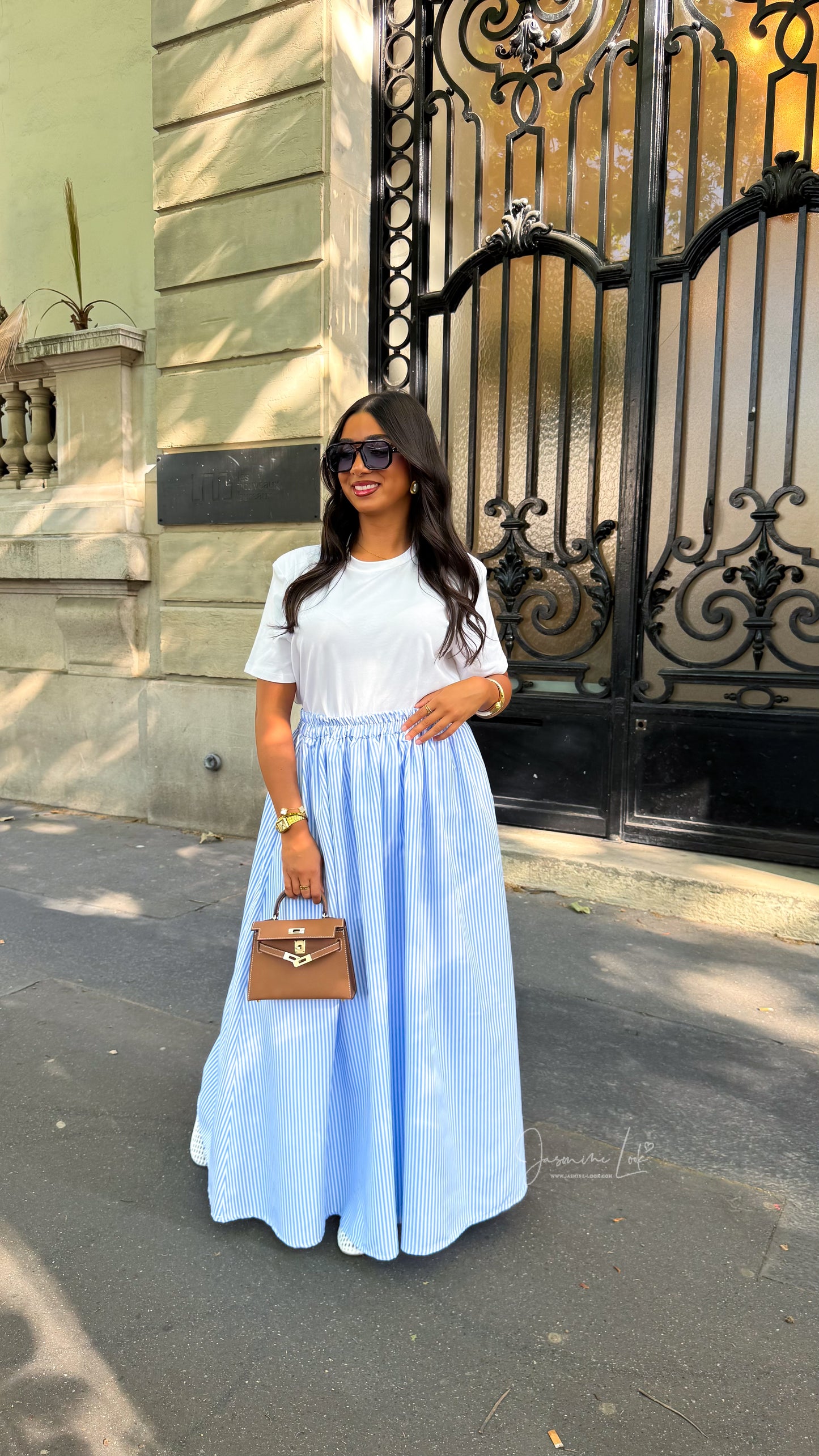 Jupe Maxi | bleu ciel rayé