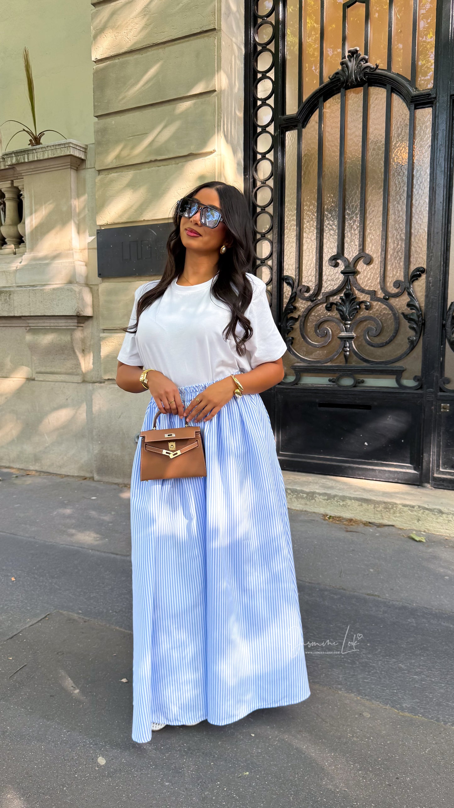 Jupe Maxi | bleu ciel rayé