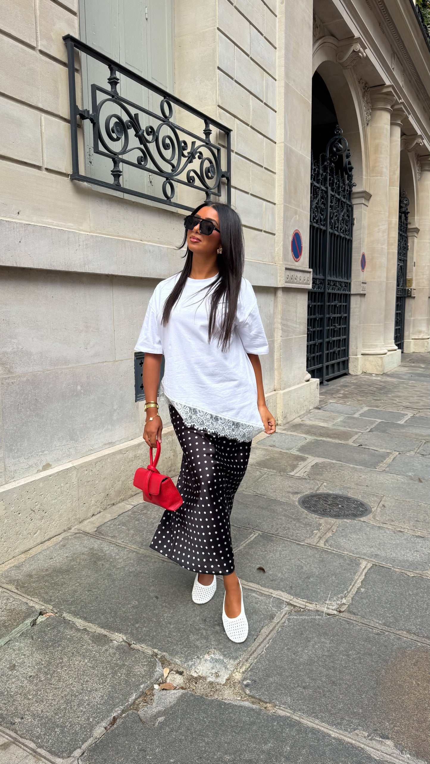 Jupe satin Pois | Noir