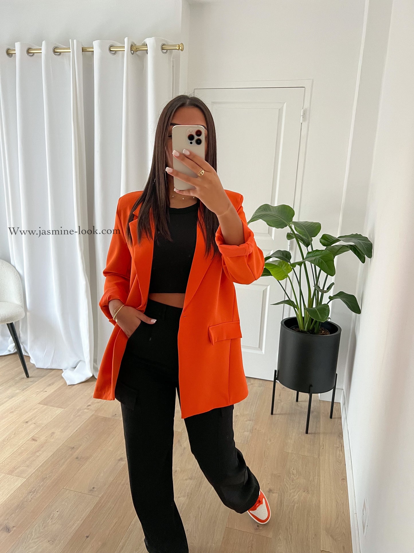 Orange oversized blazer