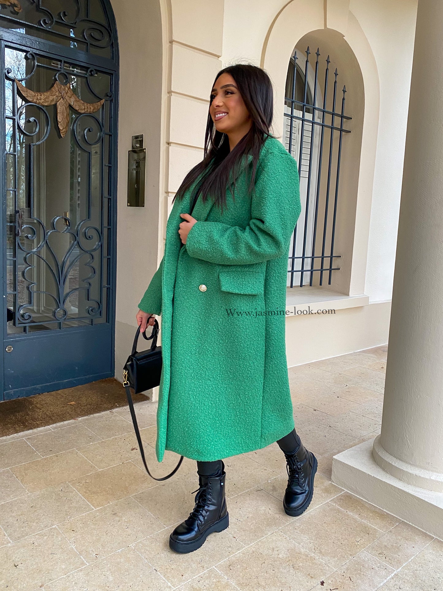 Green bouclette coat