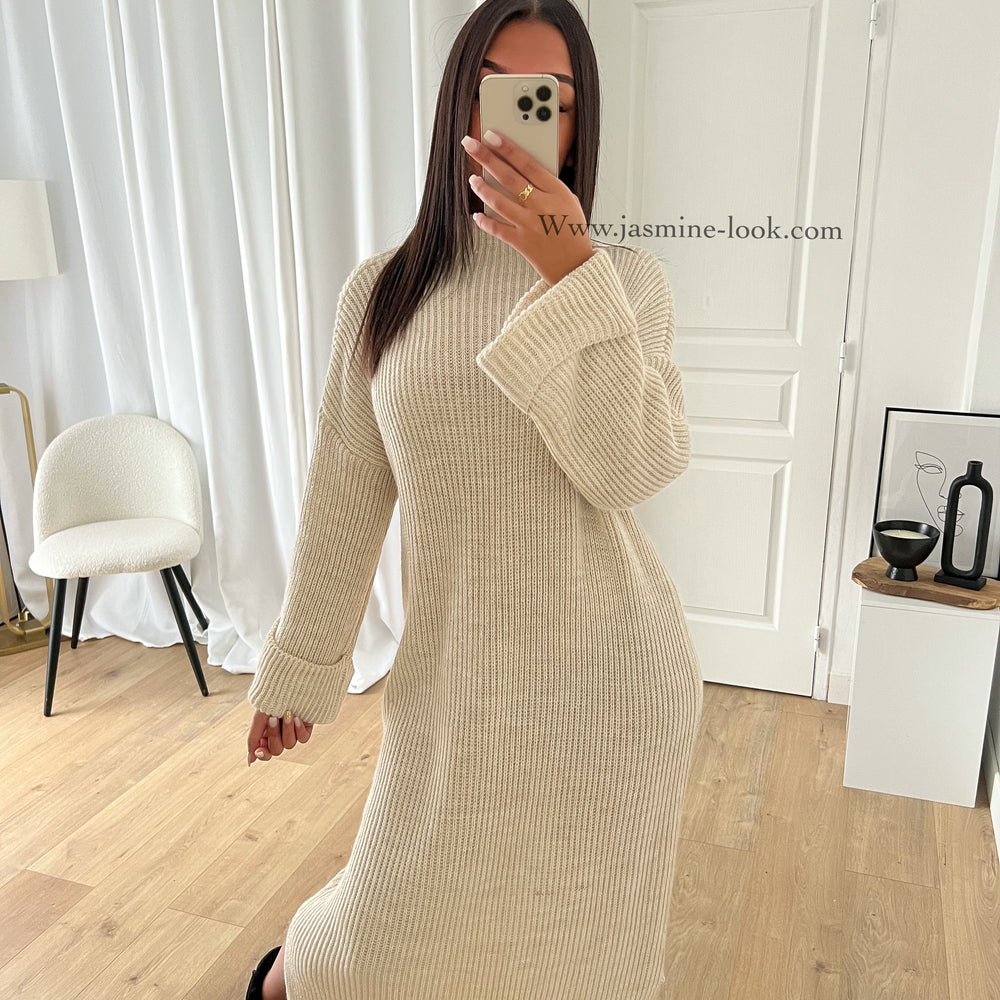 Robe Pull maxi beige