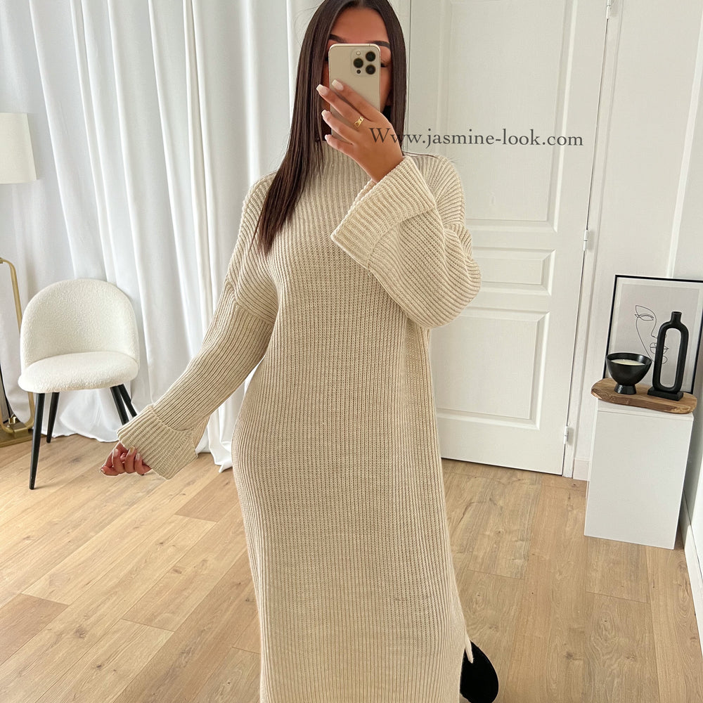 Robe Pull maxi beige