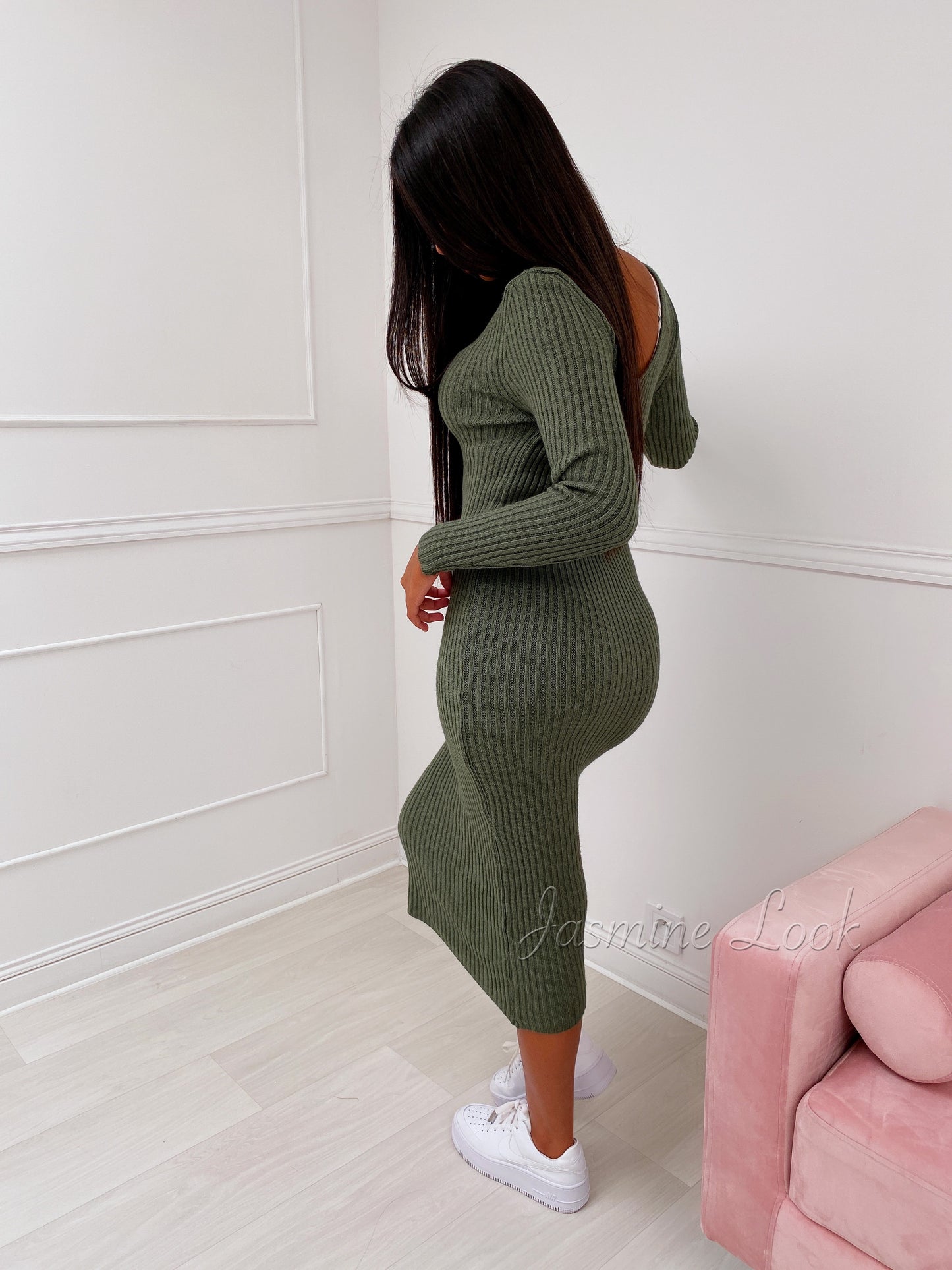 Basica khaki knit dress