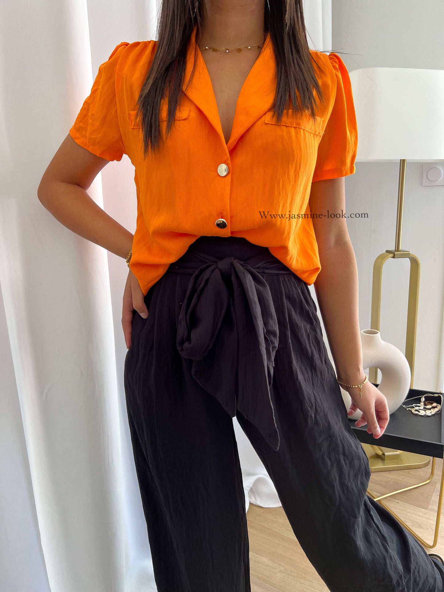 Orange/gold linen blouse