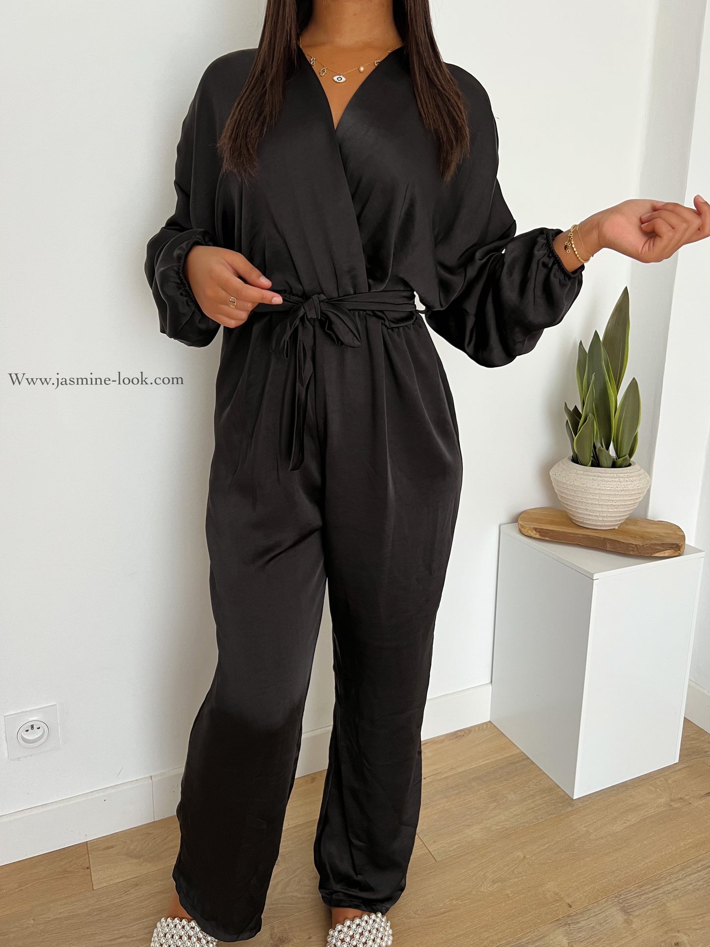 Black Satin Jumpsuit