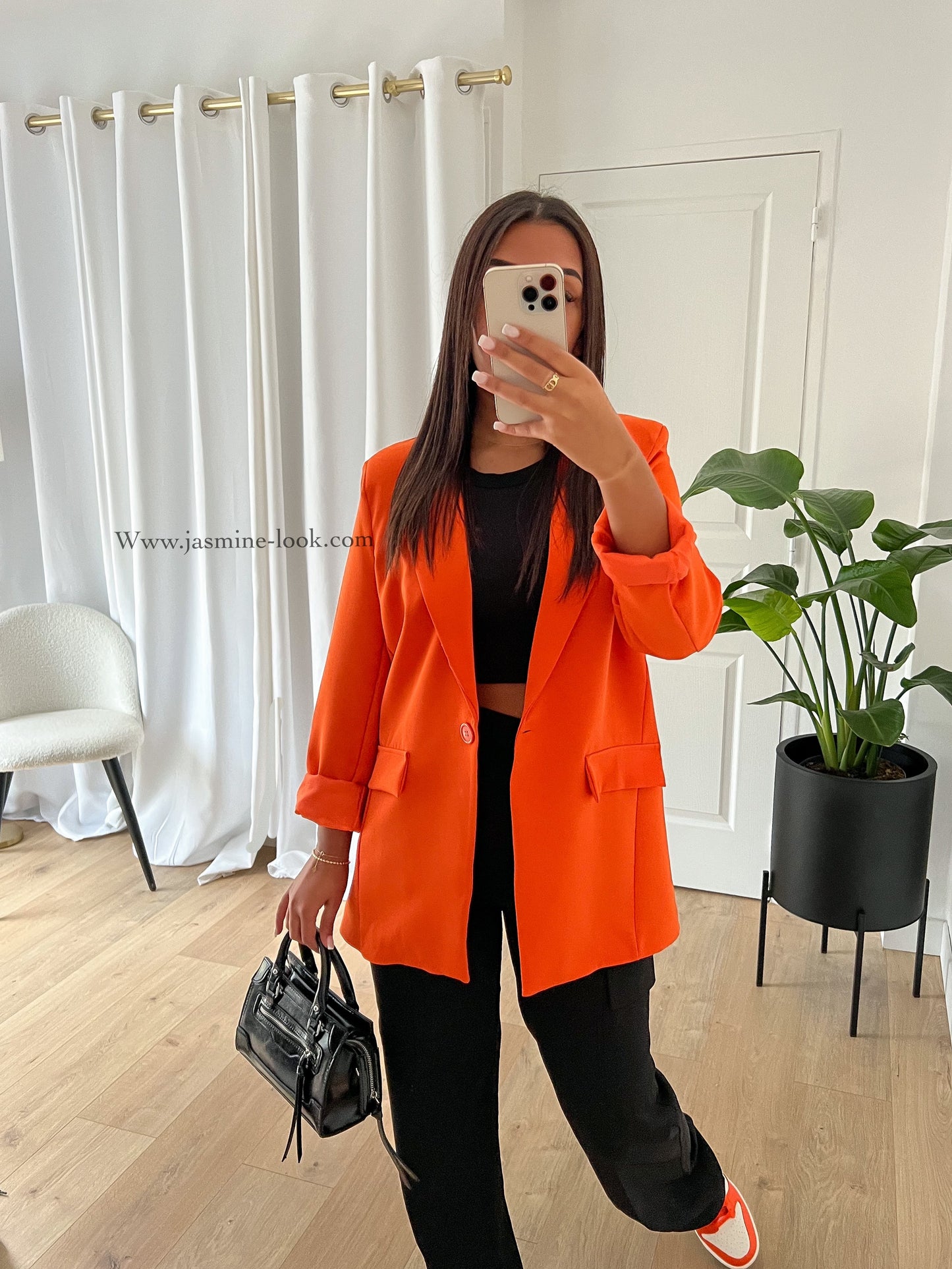 Orange oversized blazer