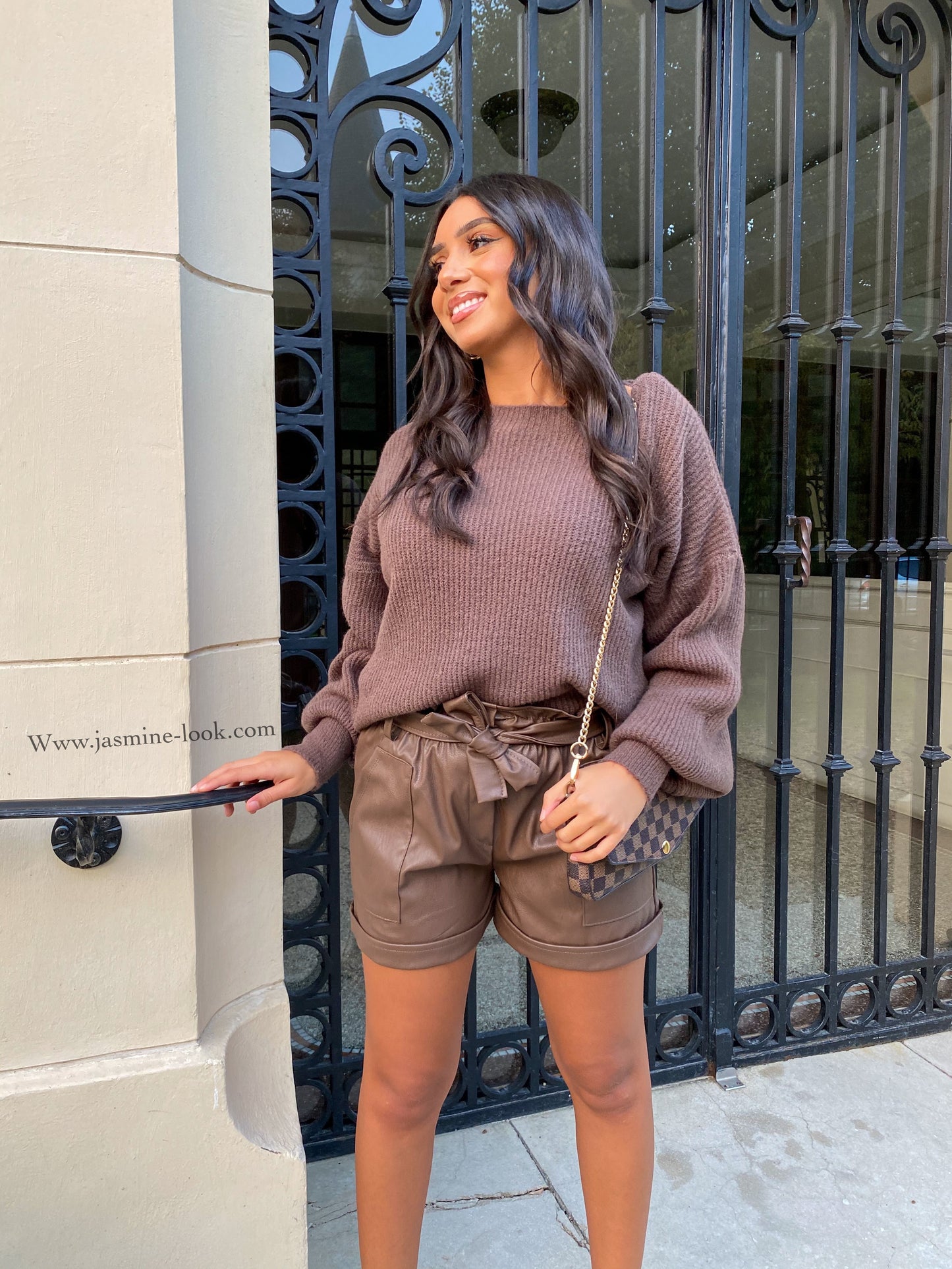 Browny Faux Leather Shorts