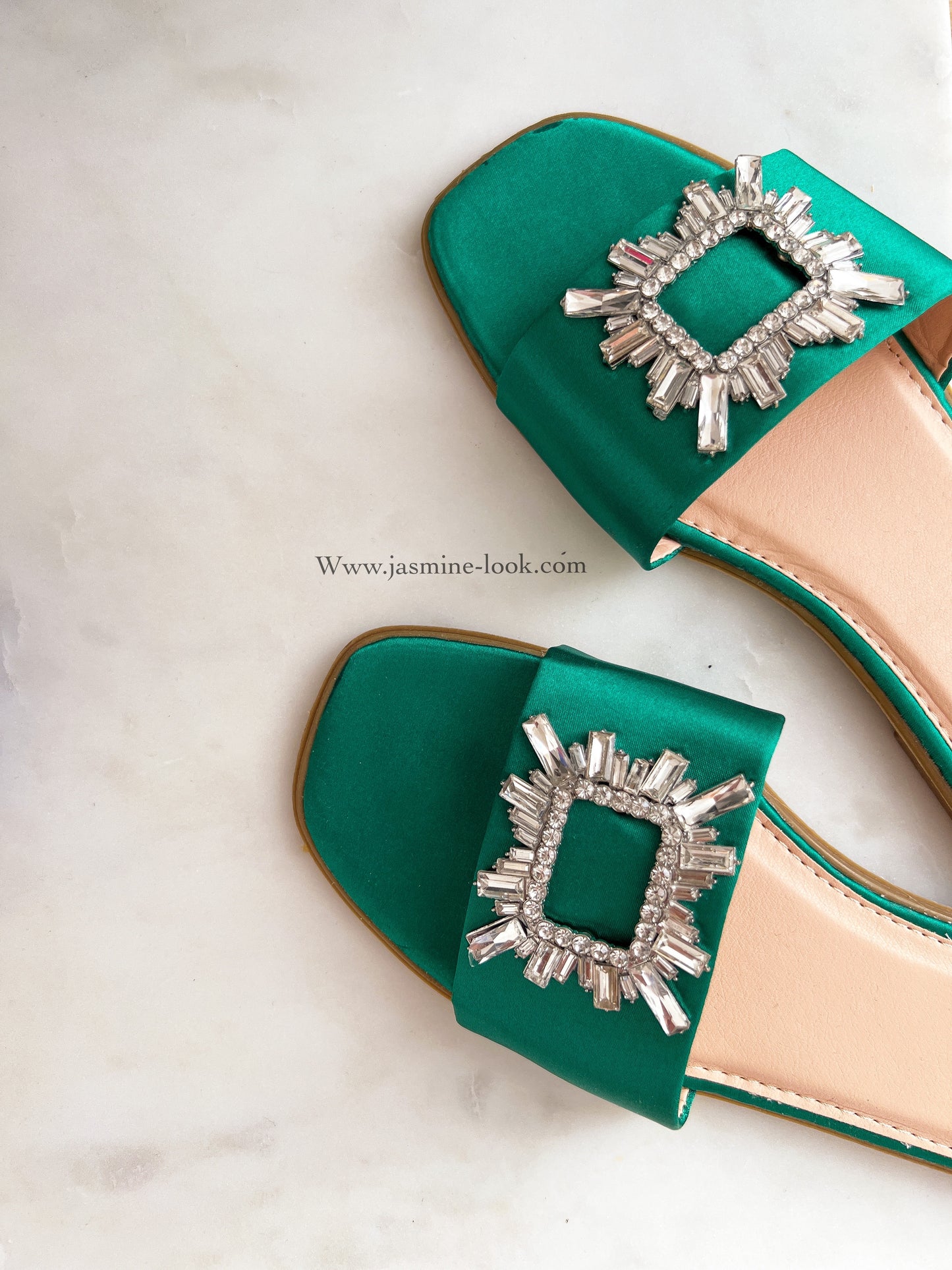 Green jewel sandals