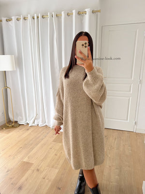 
            
                Charger l&amp;#39;image dans la galerie, Robe pull Cocoon taupe
            
        