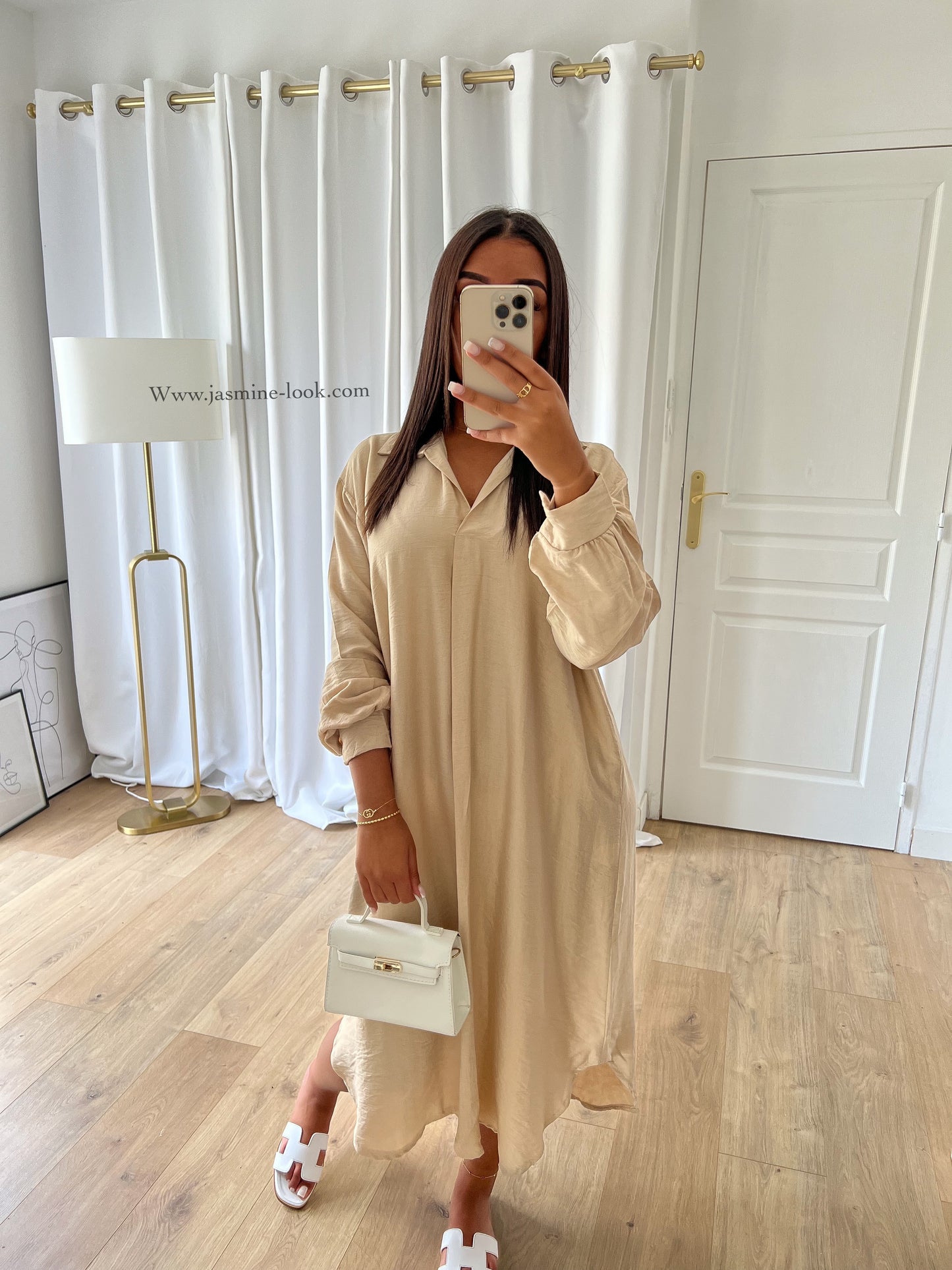 Beige shirt dress